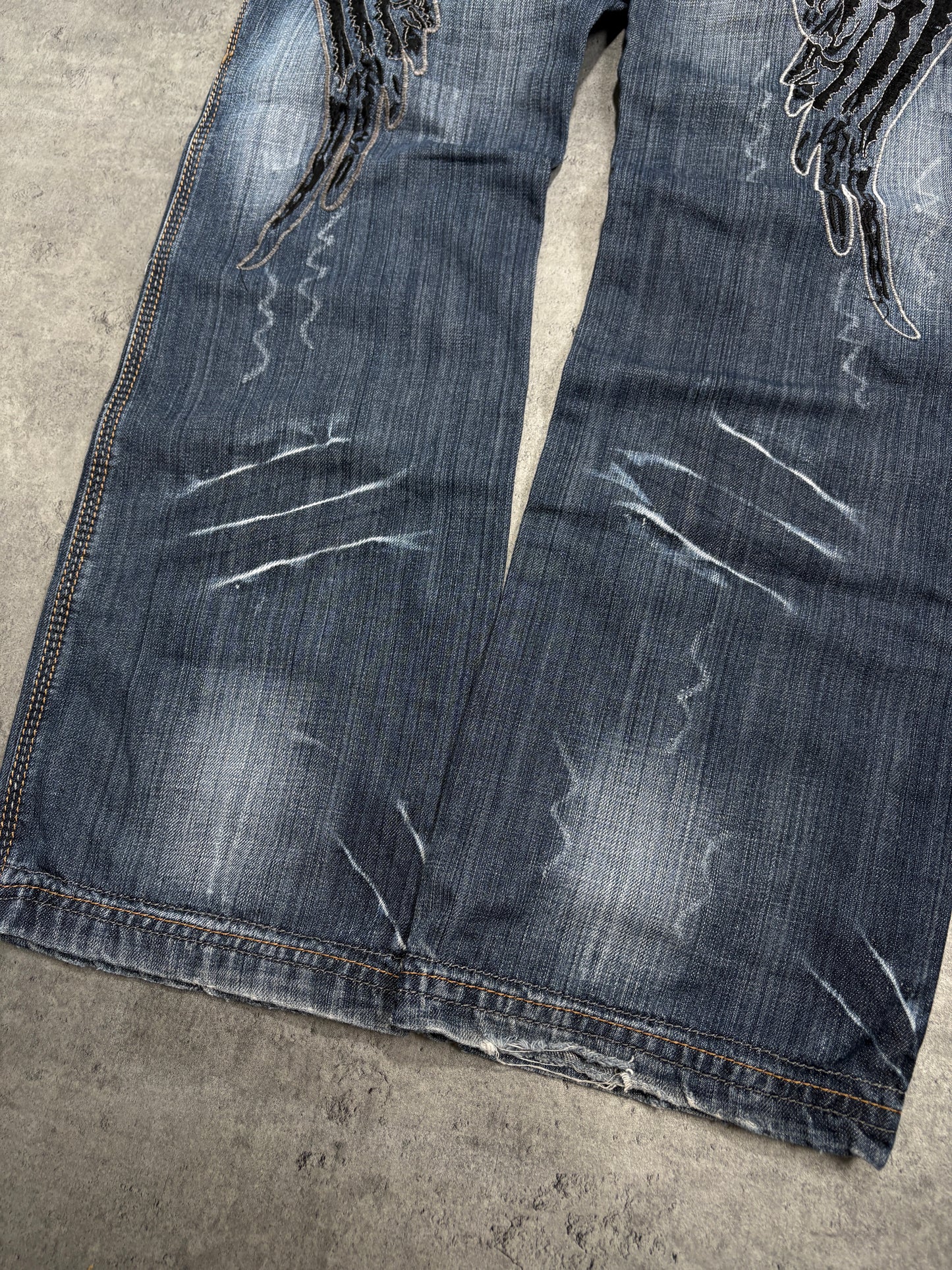 2000s Tribal Wings Washed Jeans