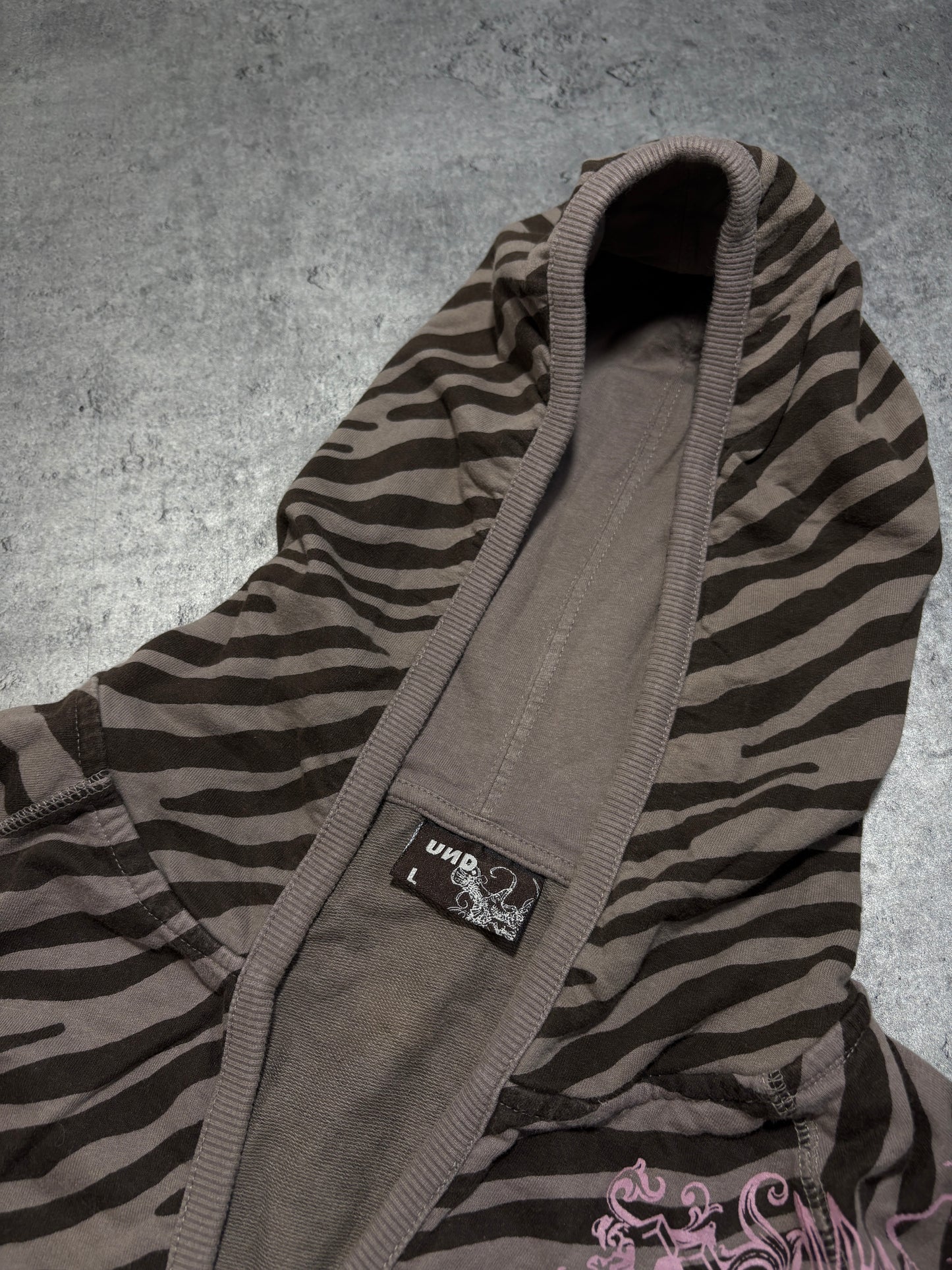 2000s v neck Zebra Print Y2K Hoodie