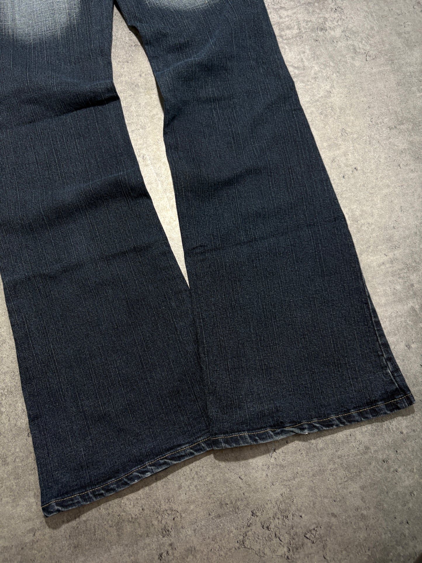 2000s Navy Flare Embroidery Jeans