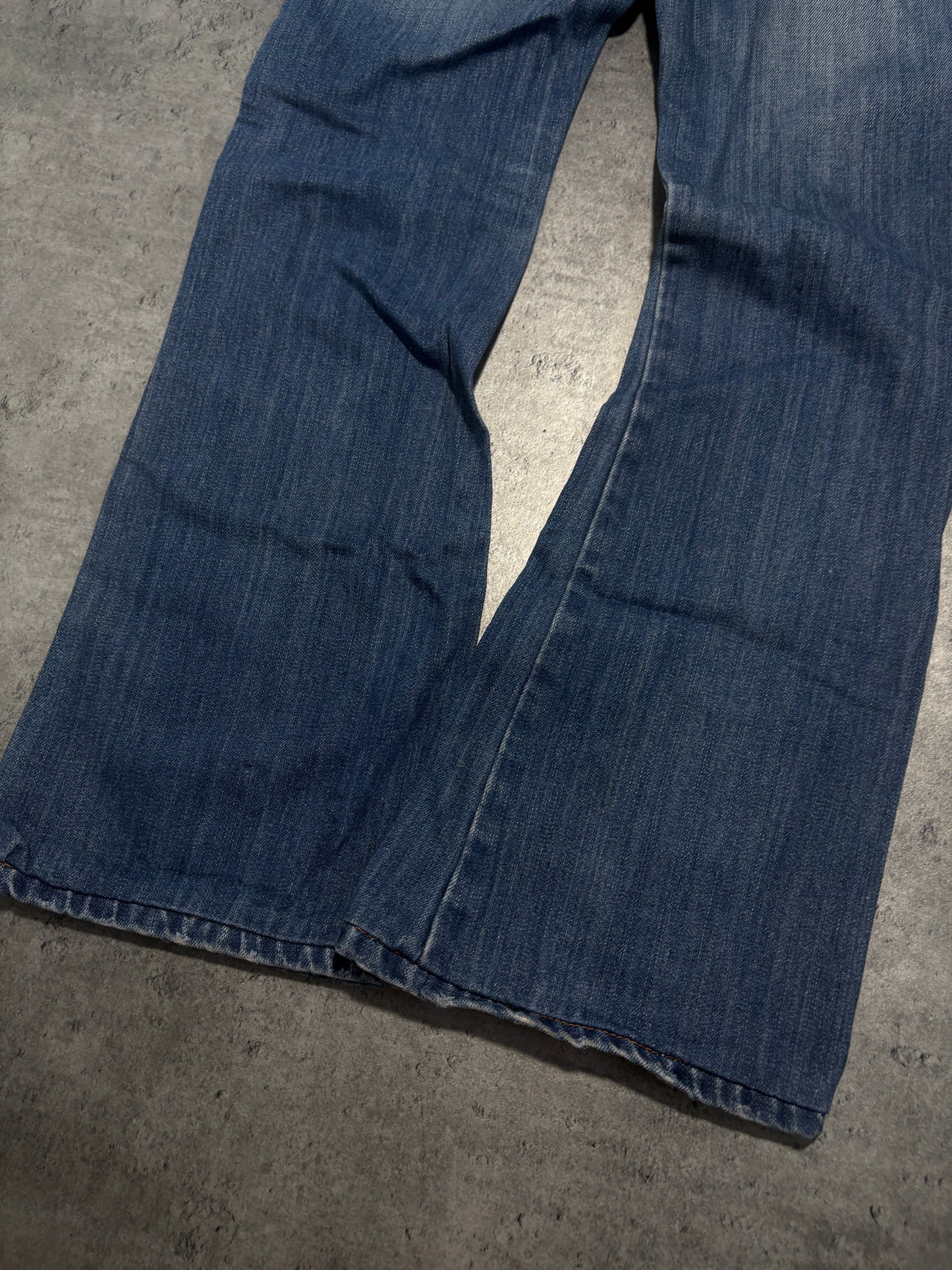 2000s Flare Embroidery Washed Jeans