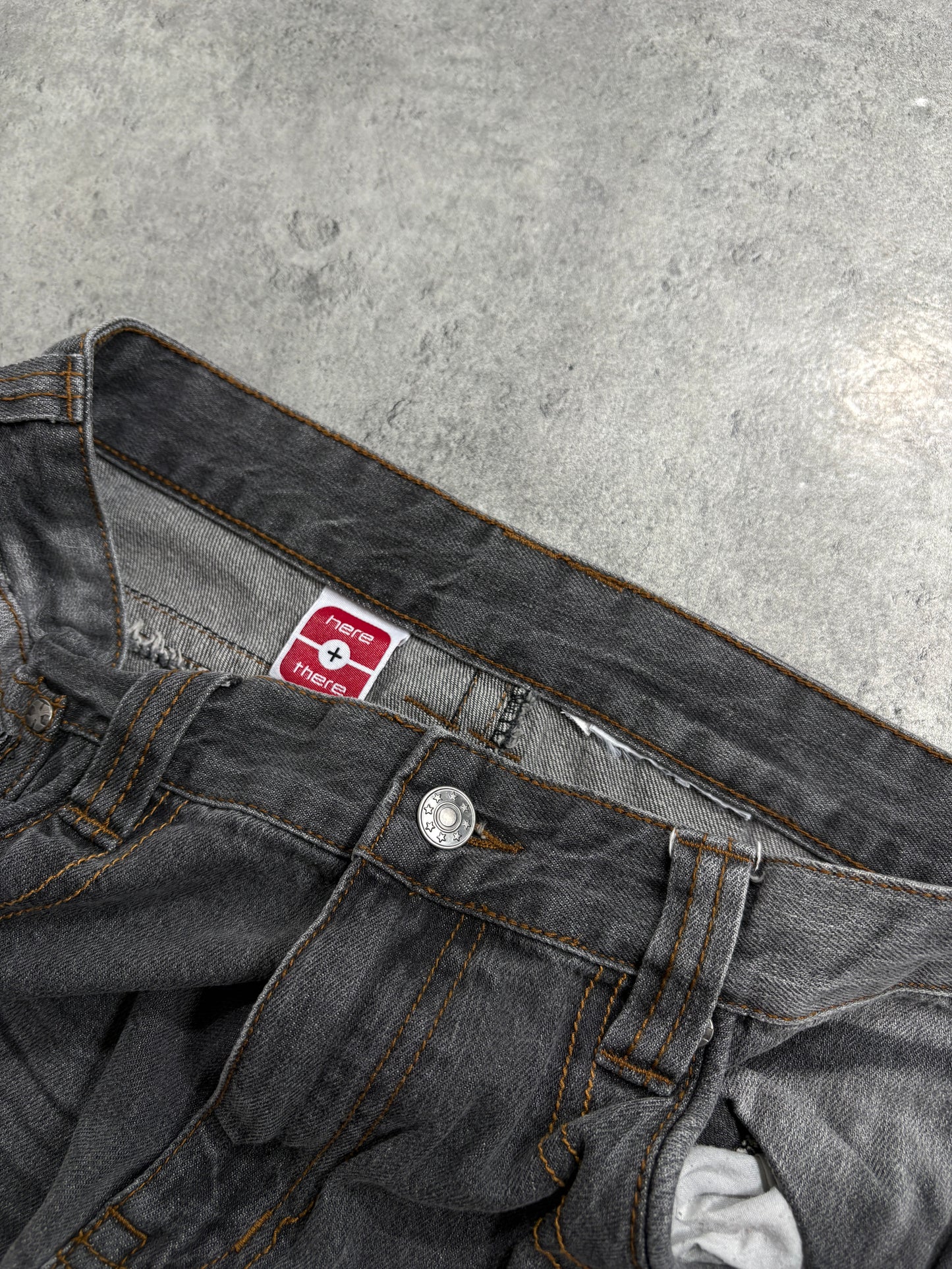 2000s here there rap Grey washed Jeans