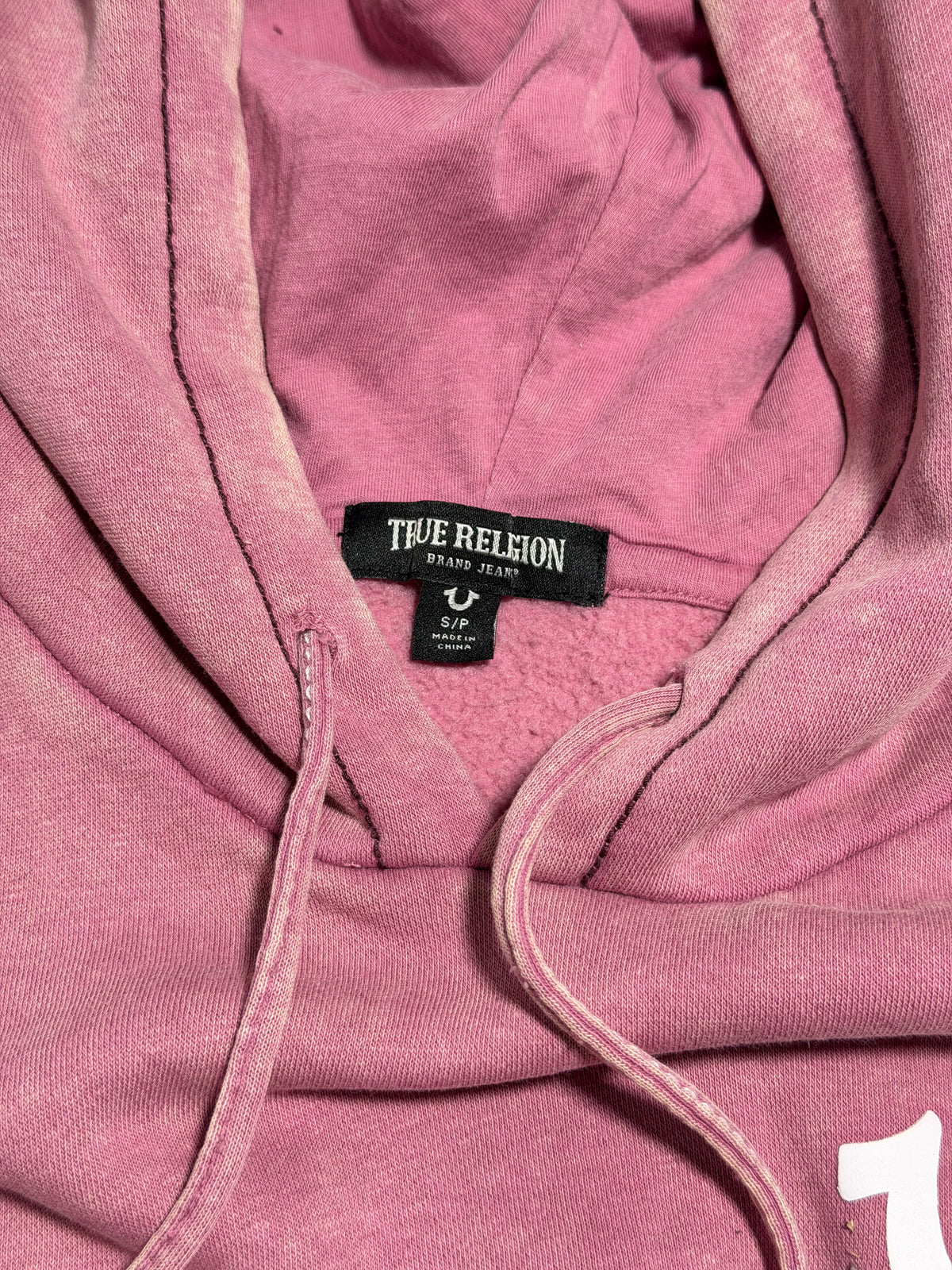 True Religion Pink Hoodie Washed Effect
