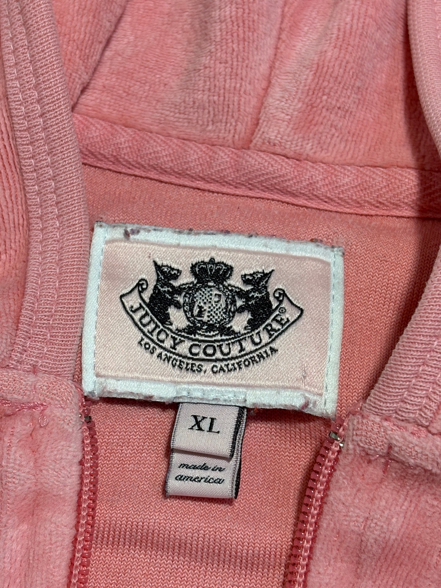 2000s Juicy Couture Welur Zip Up Hoodie pink