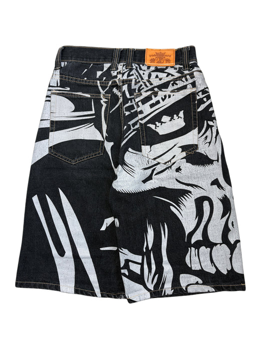 2000s Bsat Skull Jeans Jorts