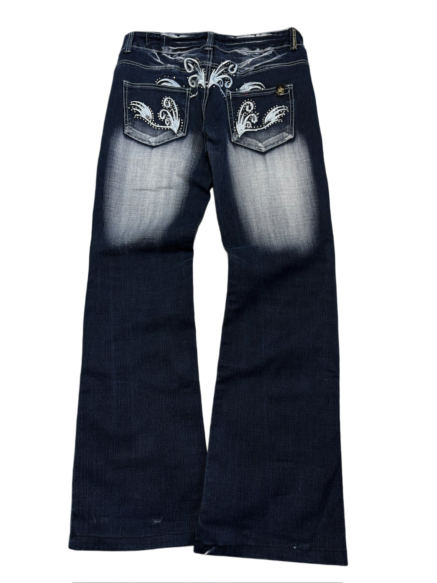 2000s BlueQueen Tribal Flare Washed Jeans