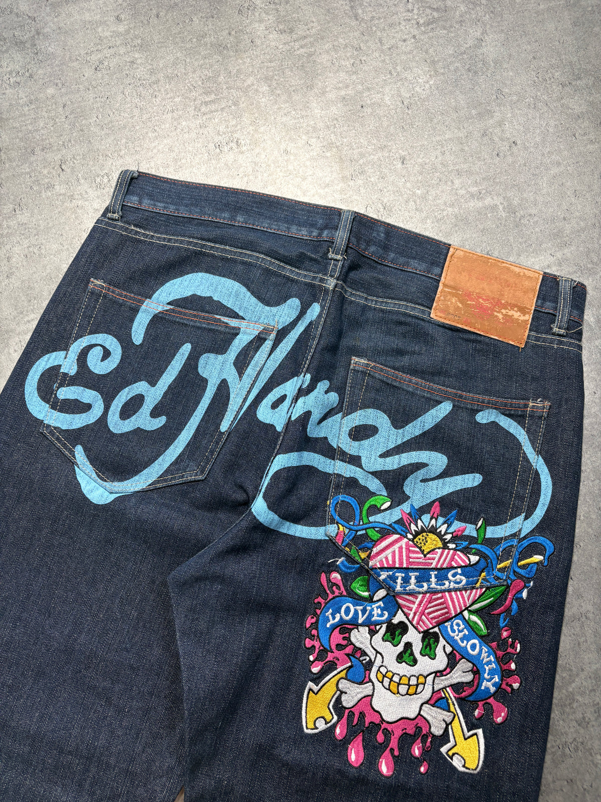 2000s *RARE* Ed Hardy Baggy Y2K Skull Jeans