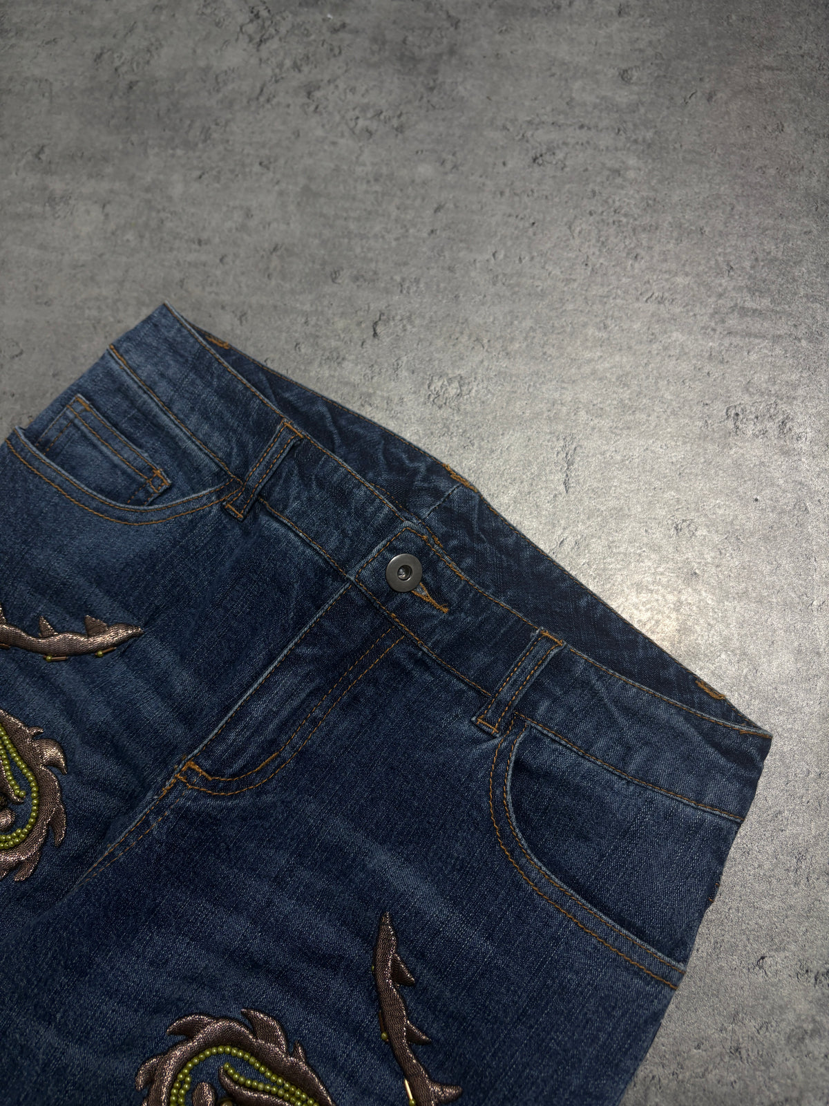 2000s Embroidery  Flared Jeans Y2K