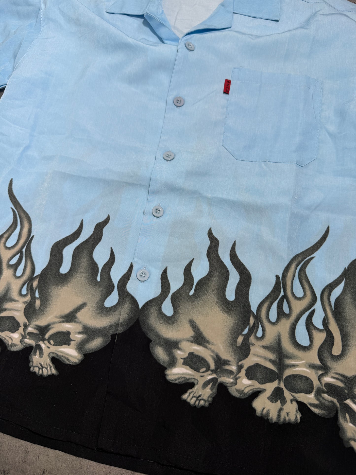2000s Hawaiian Skull Shirt Polo