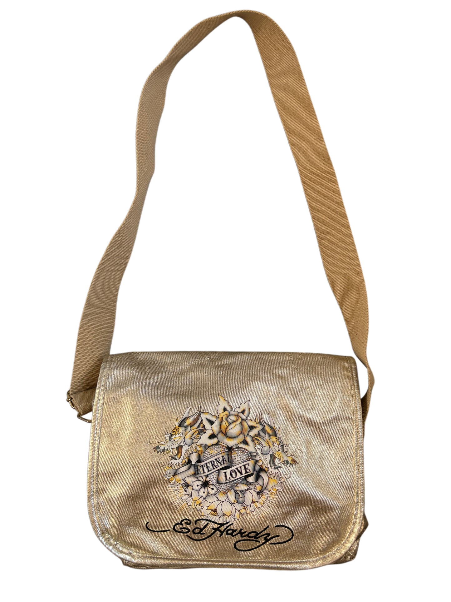 2000s Ed Hardy Gold Bag