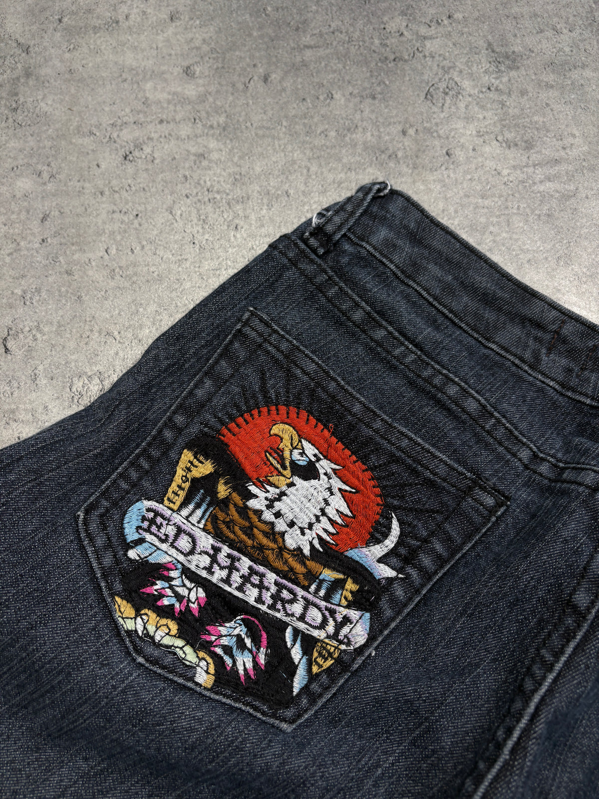 2000s Ed Hardy Y2K Skull Printed Low Rise Jeans