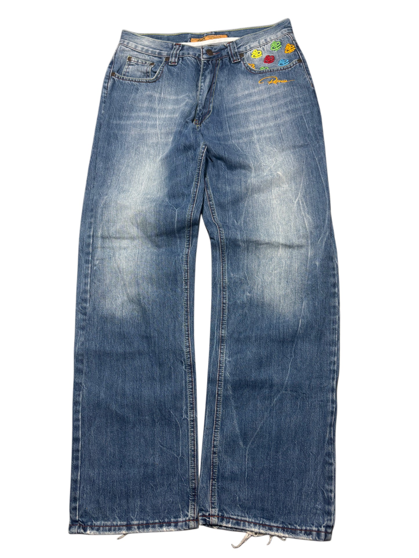 Redrum Embroidery Washed Jeans