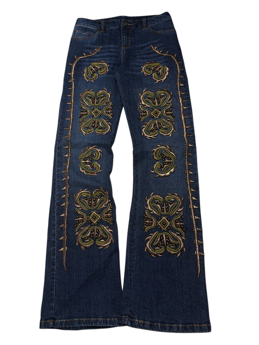 2000s Embroidery  Flared Jeans Y2K