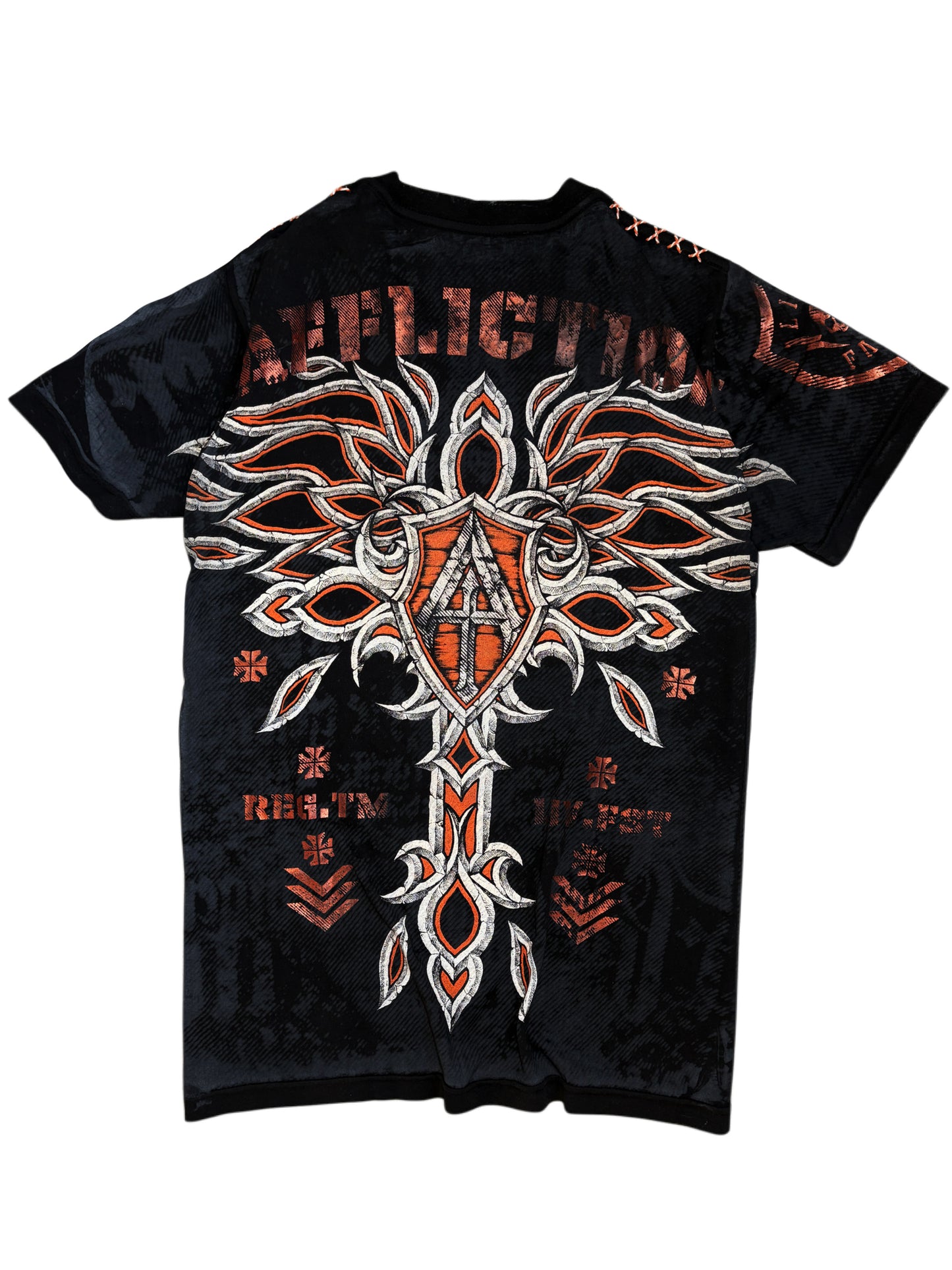 2000s Affliction cross t-shirt v neck