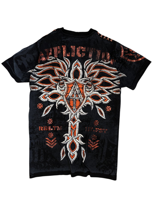 2000s Affliction cross t-shirt v neck