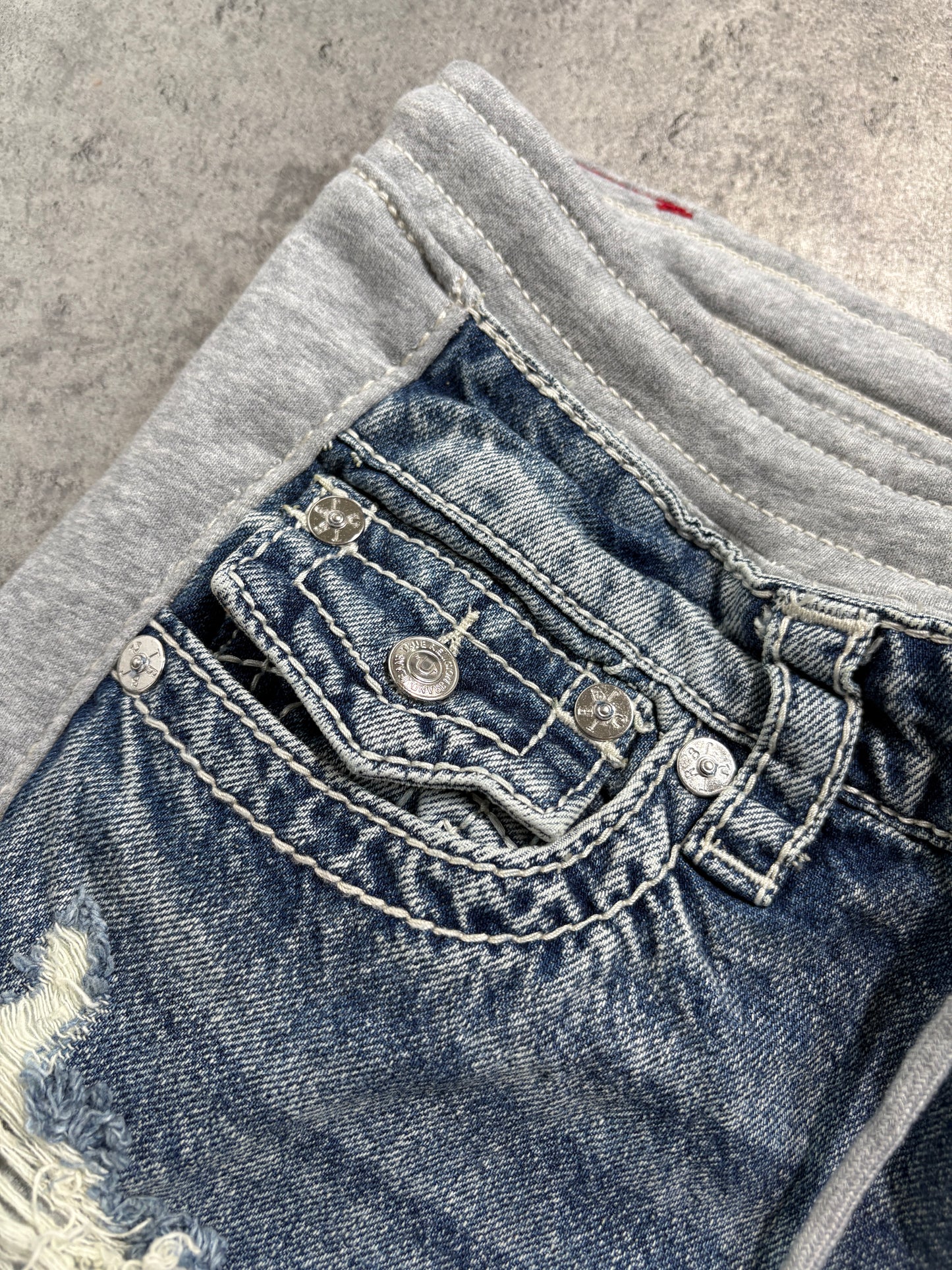 True Religion sweatpants baggy distressed jeans *rare*