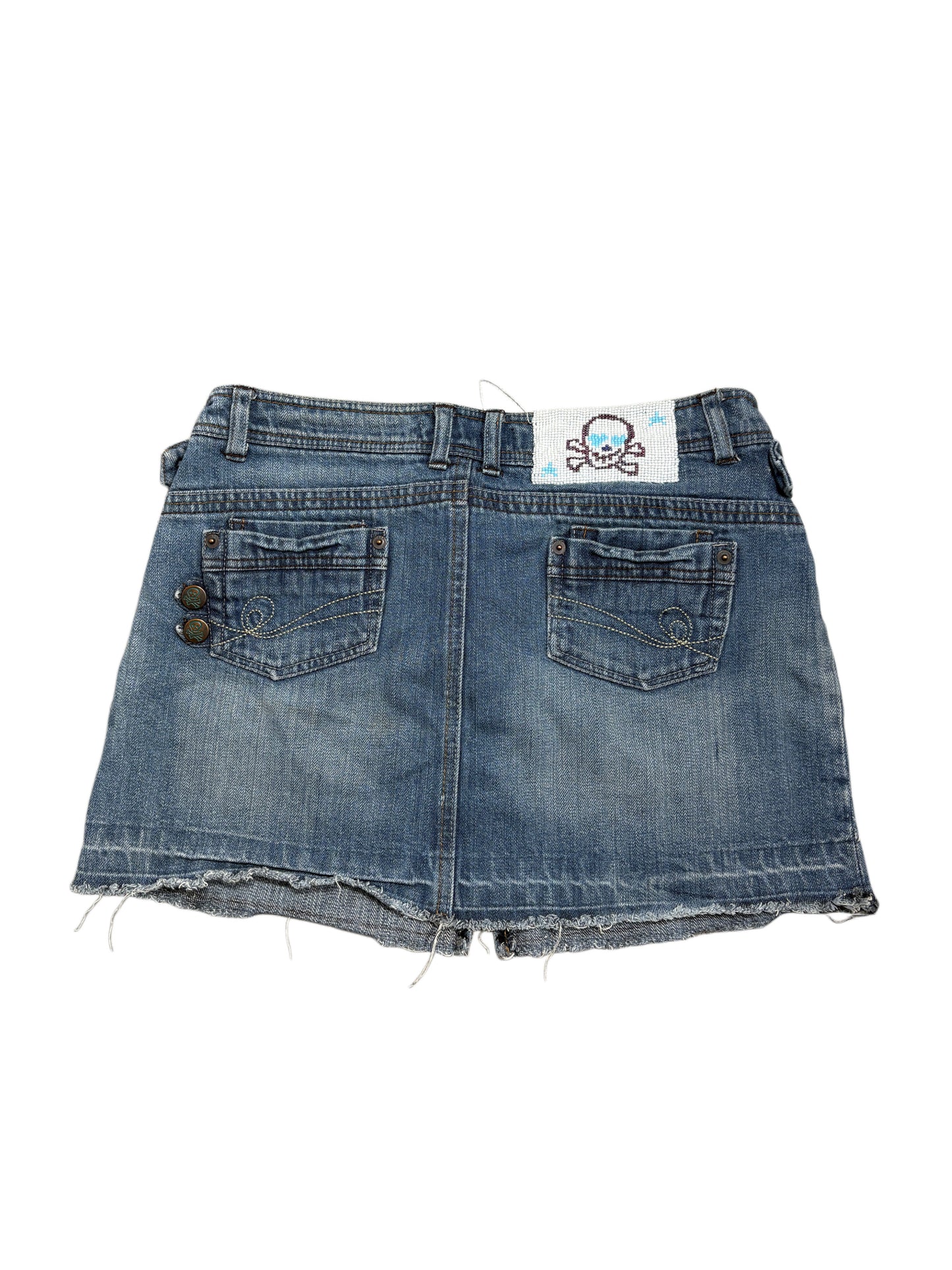 2000s Skull denim mini skirt