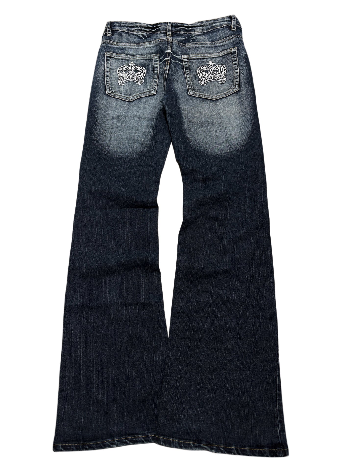 2000s Flare Crown Jeans Washed Dzwony Y2K