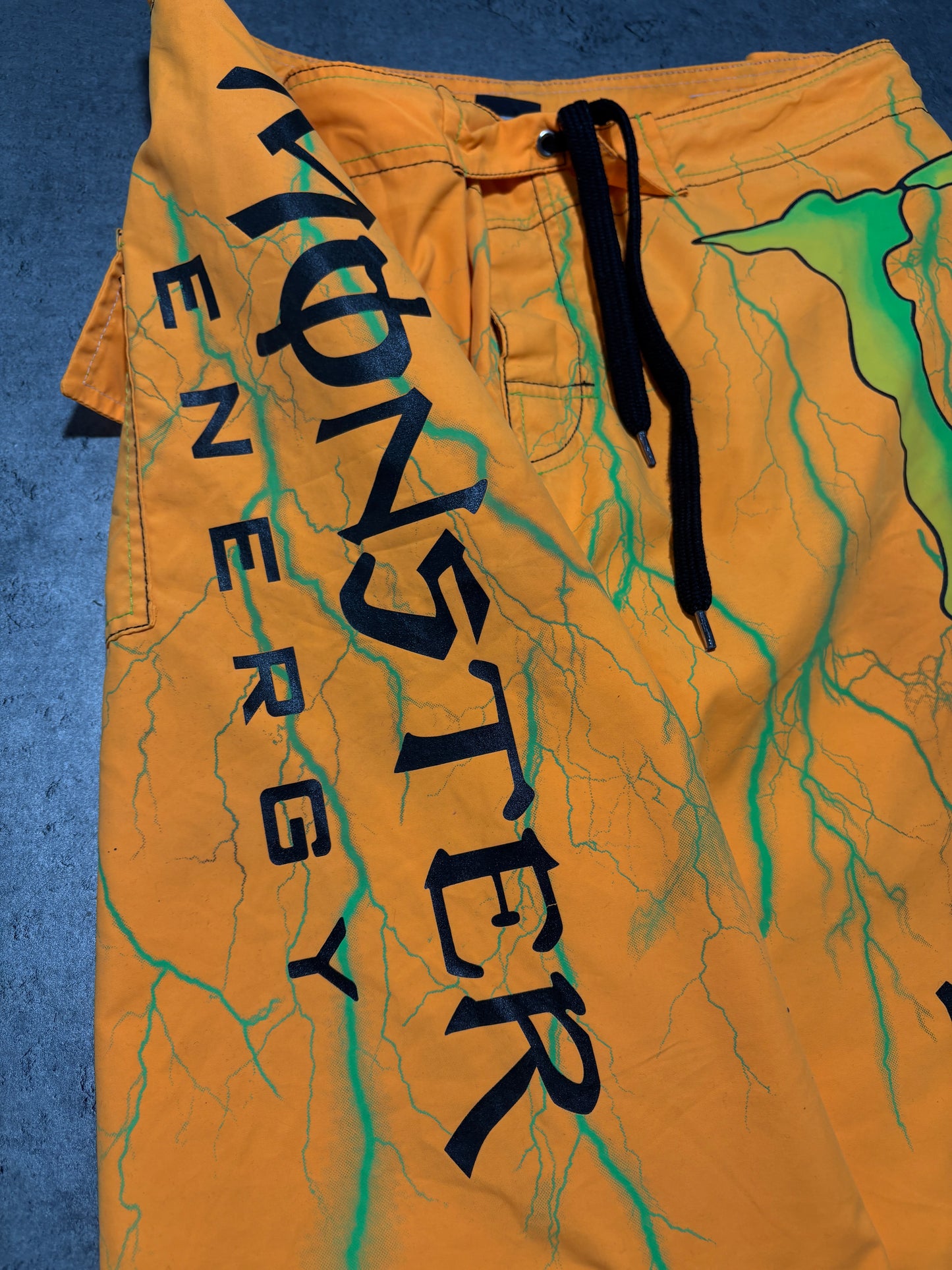 2000s Monster Energy orange swim shorts