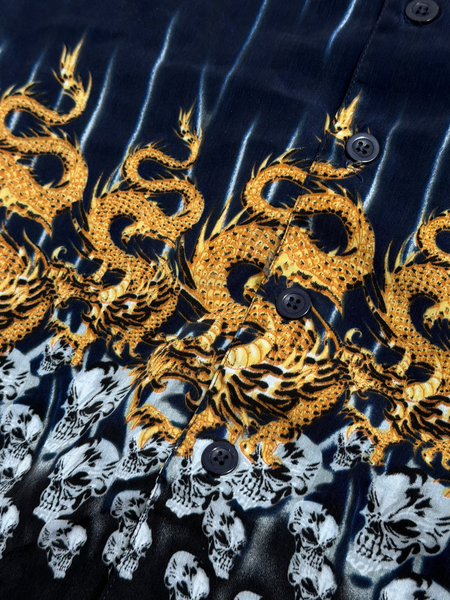 2000s Hawaiian Skulls & Dragons Shirt Polo