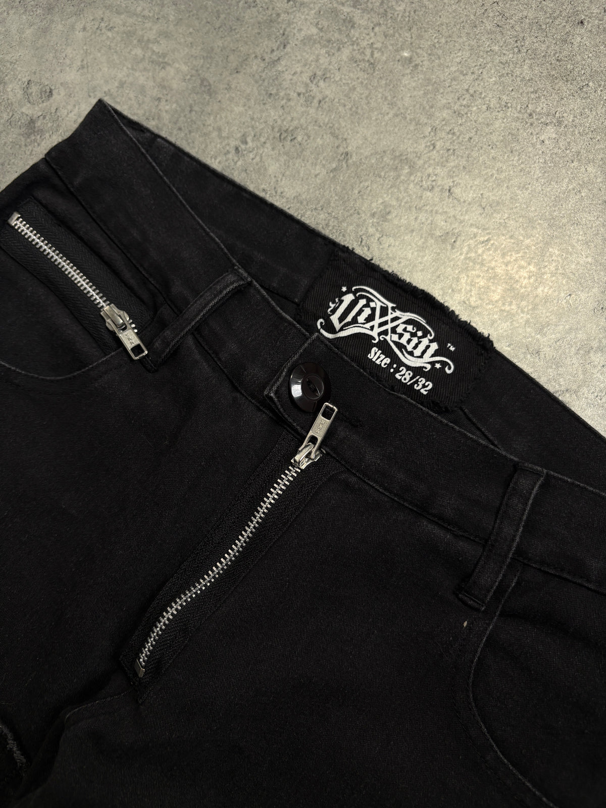2000s Vixxsin goth Metal Rock Bondage Japan Flared Alternative Zip Pants