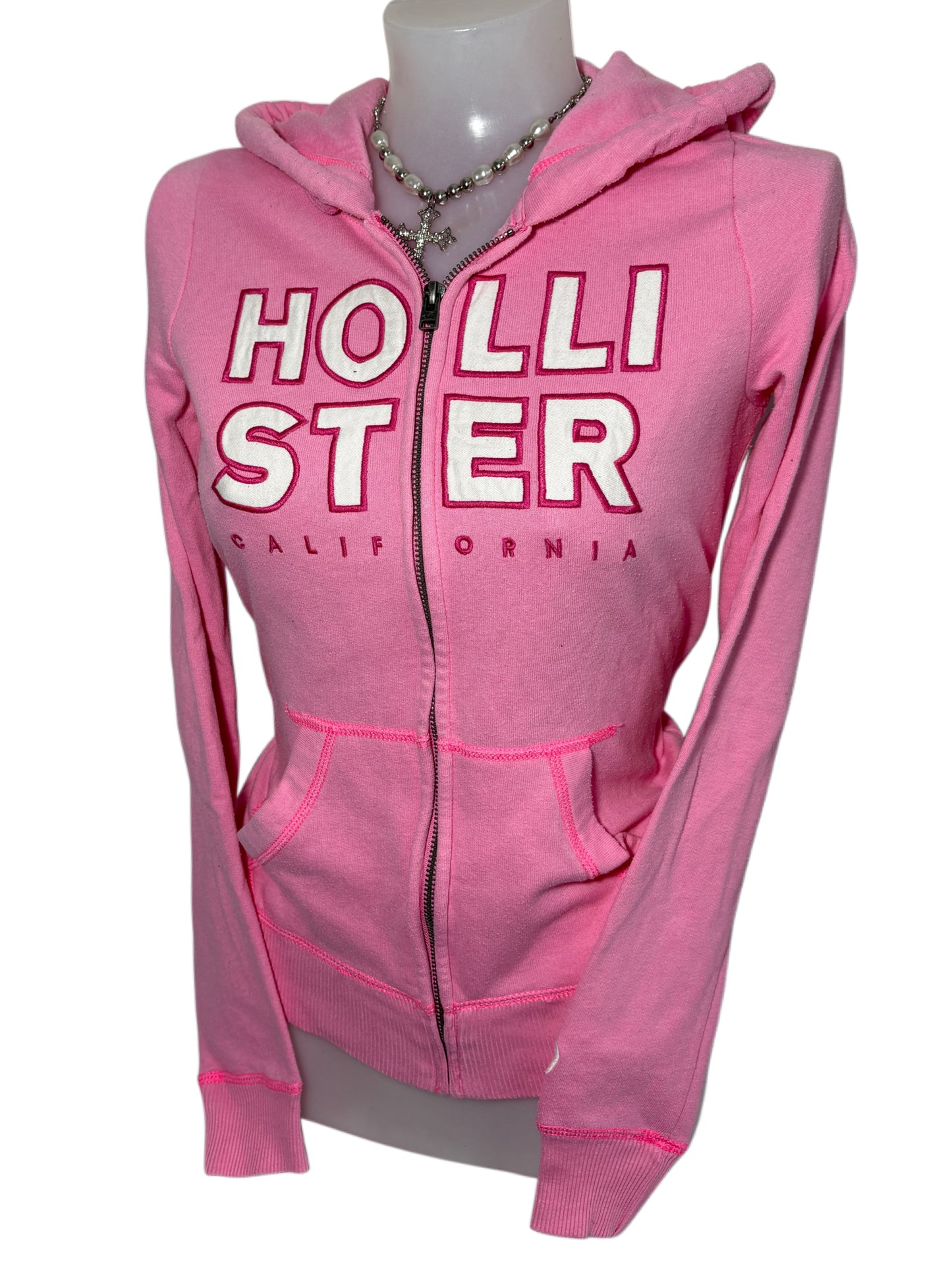 2000s Hollister zip up hoodie pink