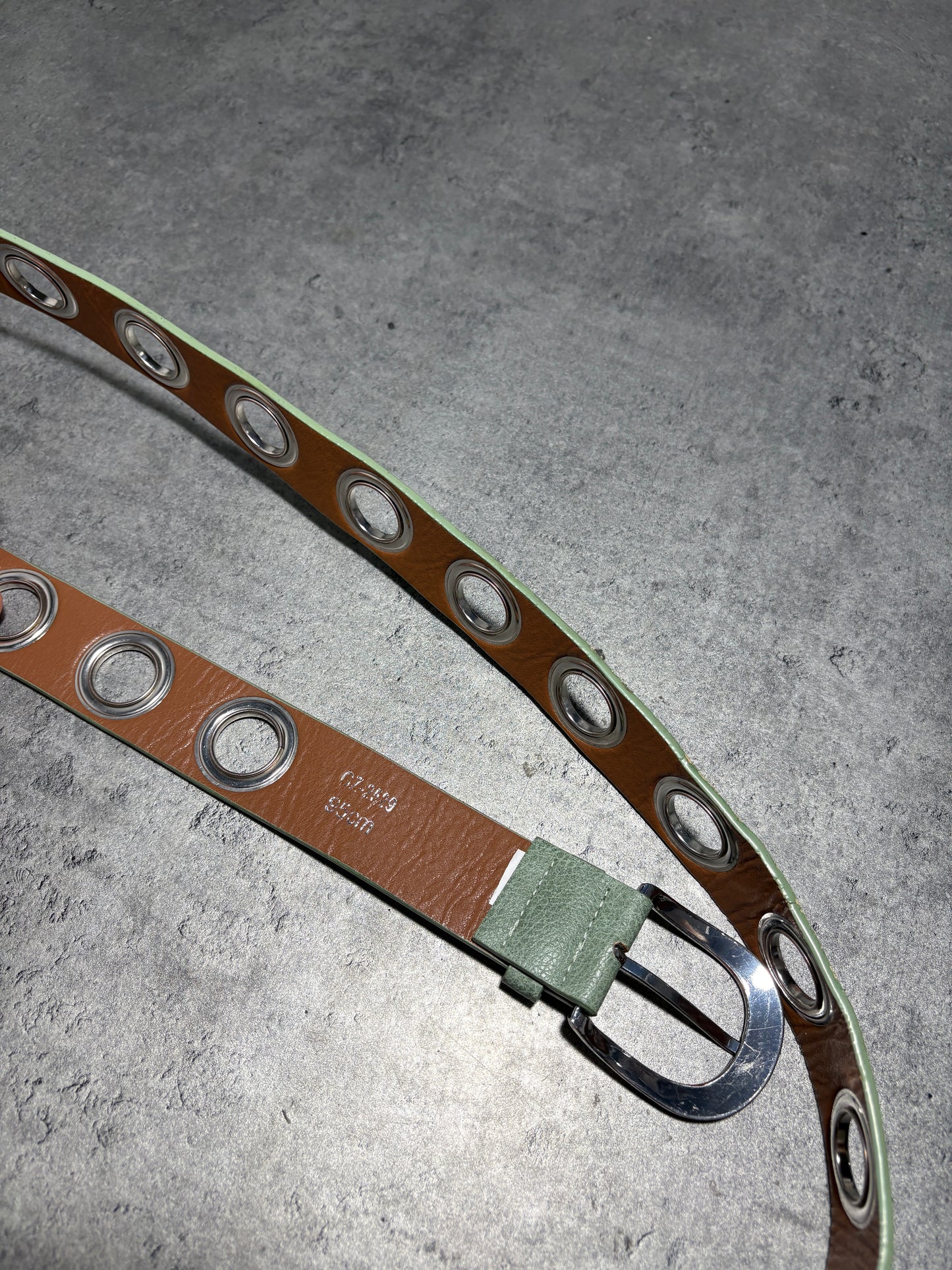 2000s O-rings Real Leather Belt Pasek z prawdziwen skóry