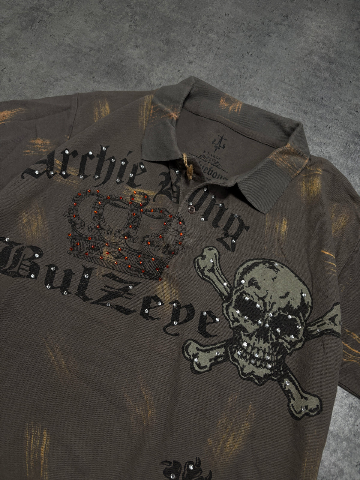 2000s Skull Y2K Archive Polo T-shirt