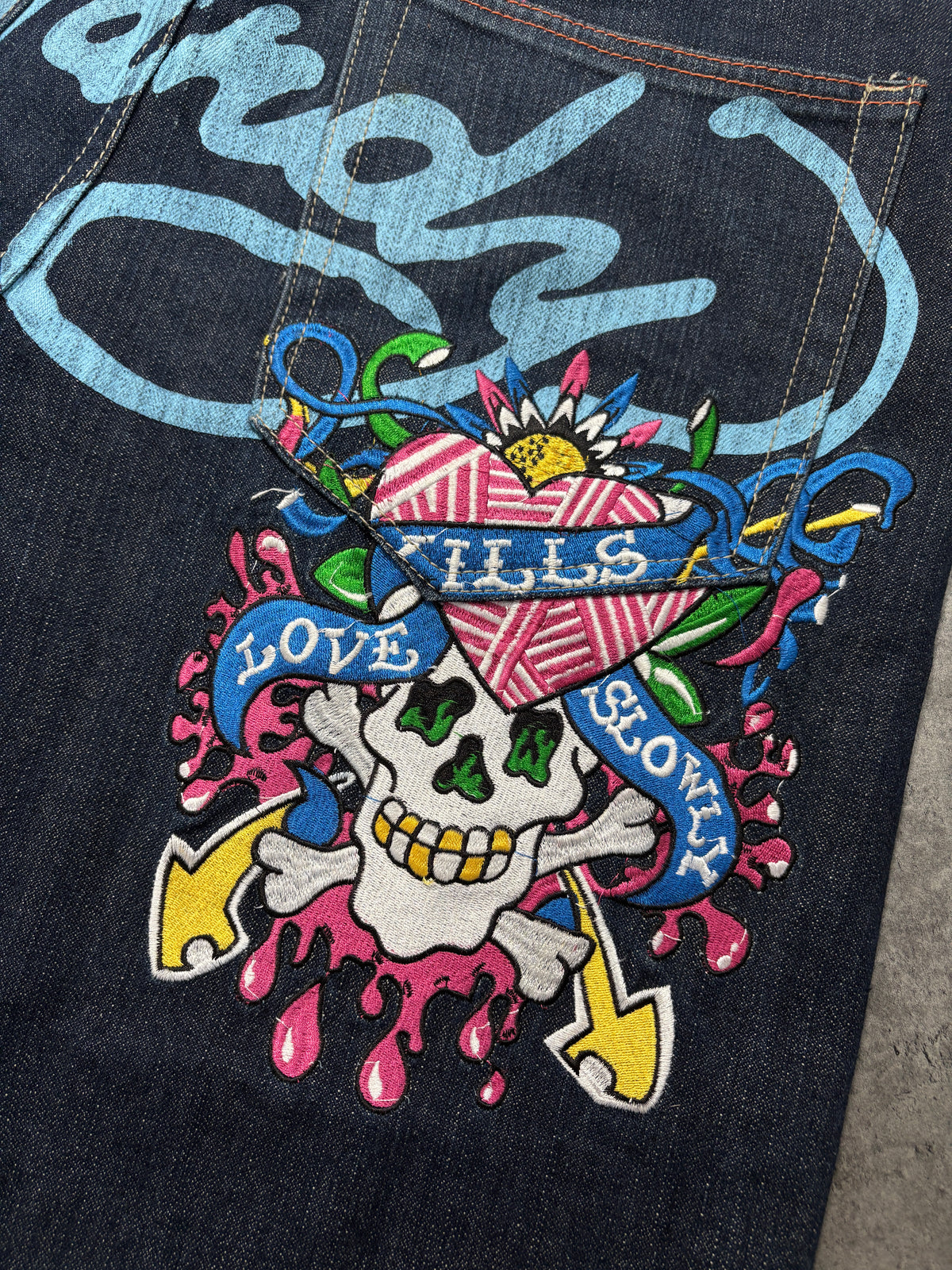 2000s *RARE* Ed Hardy Baggy Y2K Skull Jeans