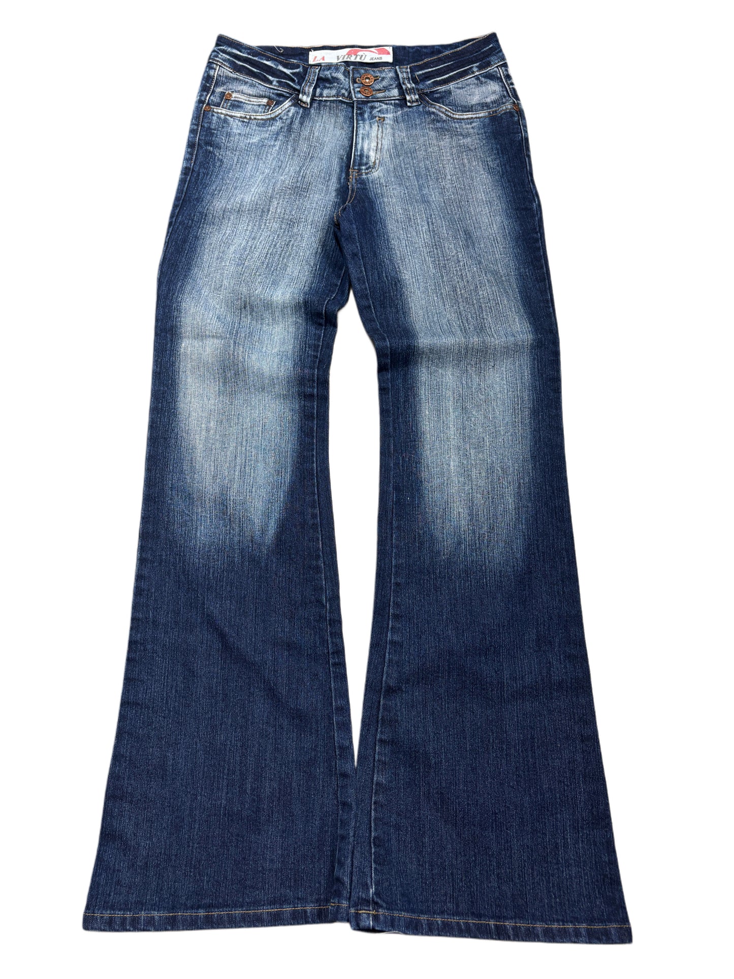 2000s Tribal flare washed jeans
