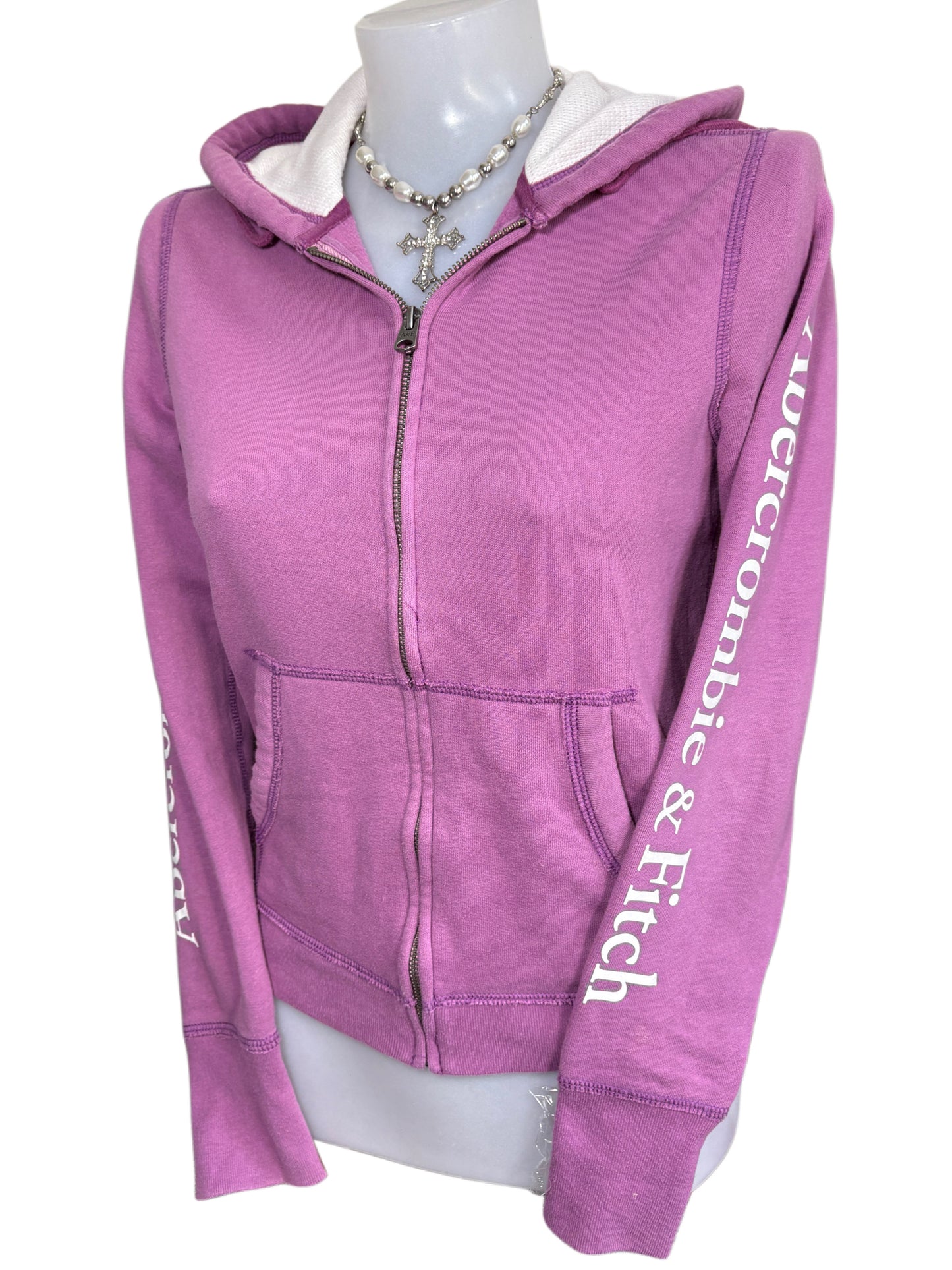 2000s Abercrombie & Fitch pink zip up hoodie