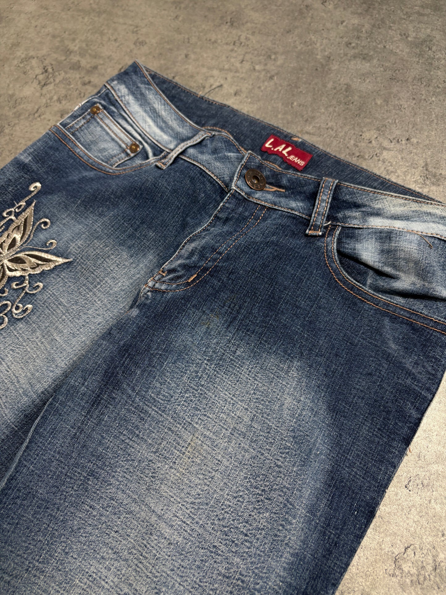 2000s Flare Washed Butterfly Jeans