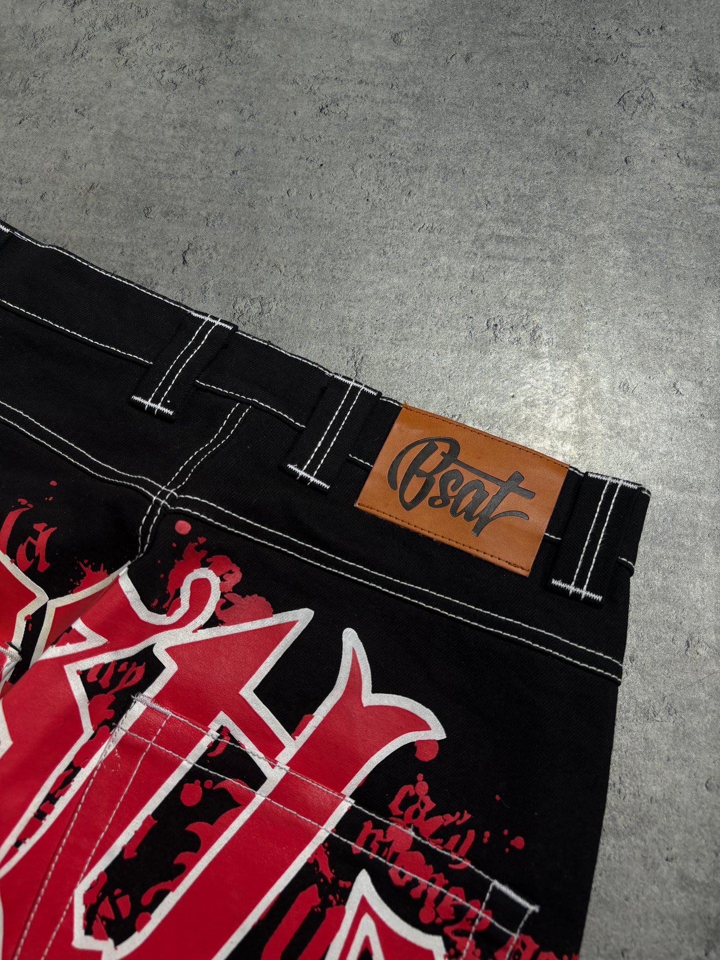 2000s Bsat Hustla Baggy Wings Red Jeans