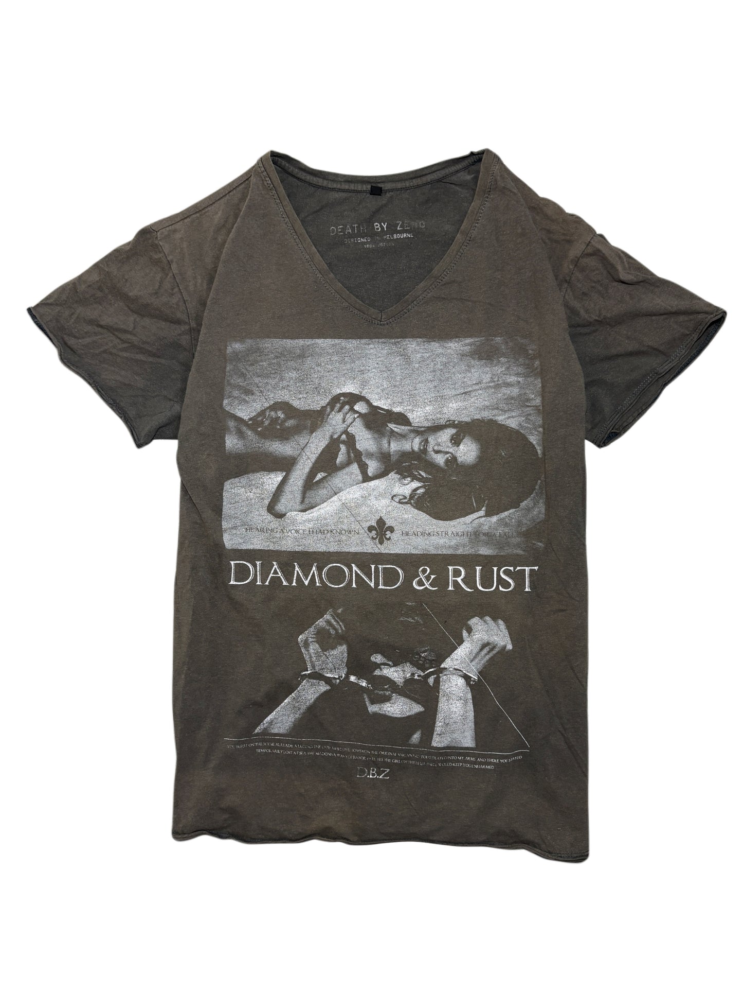 2000s washed archvie Diamond Rush V-neck T-Shirt
