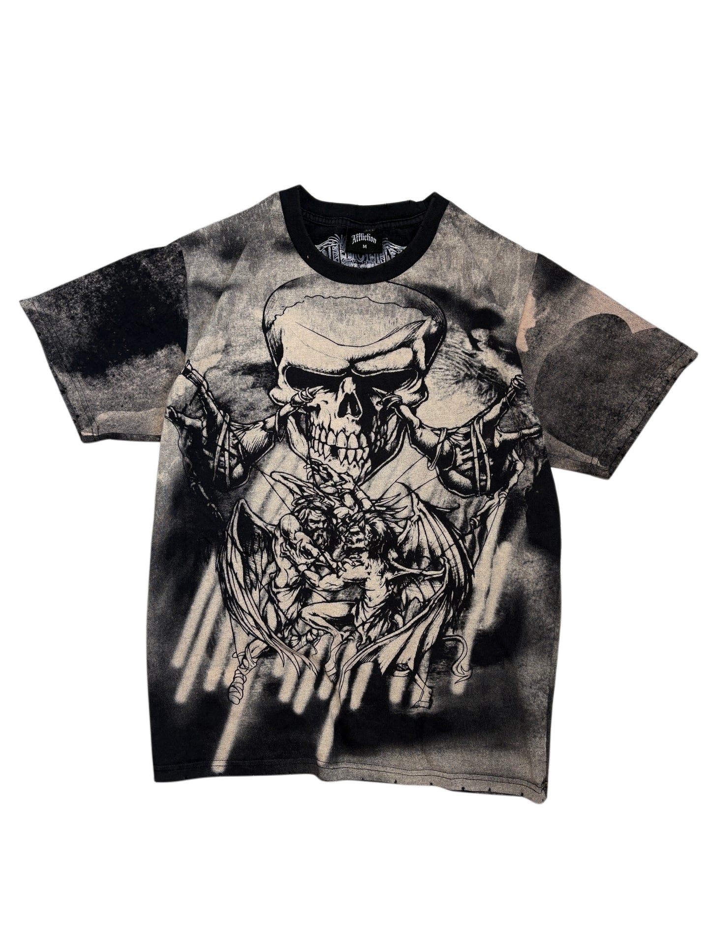 2000s Affliction skull cementery t-shirt