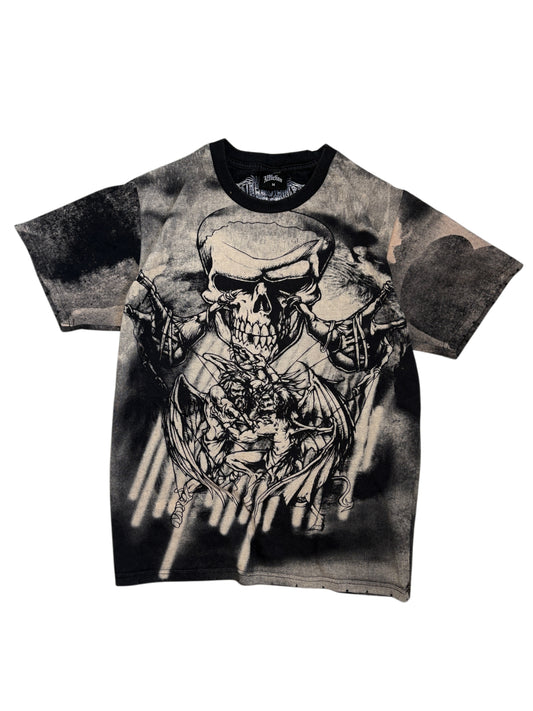 2000s Affliction skull cementery t-shirt