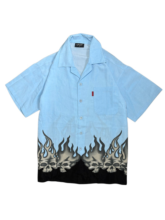 2000s Hawaiian Skull Shirt Polo