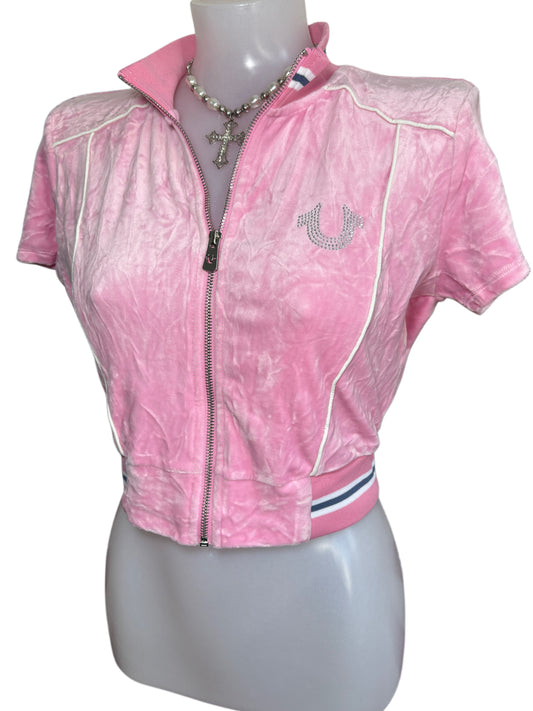 True Religion welur pink top
