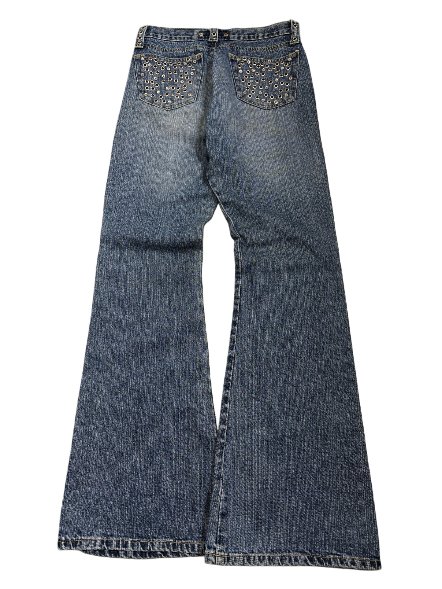 2000s Flare silver o-rings jeans flared bootcut archive