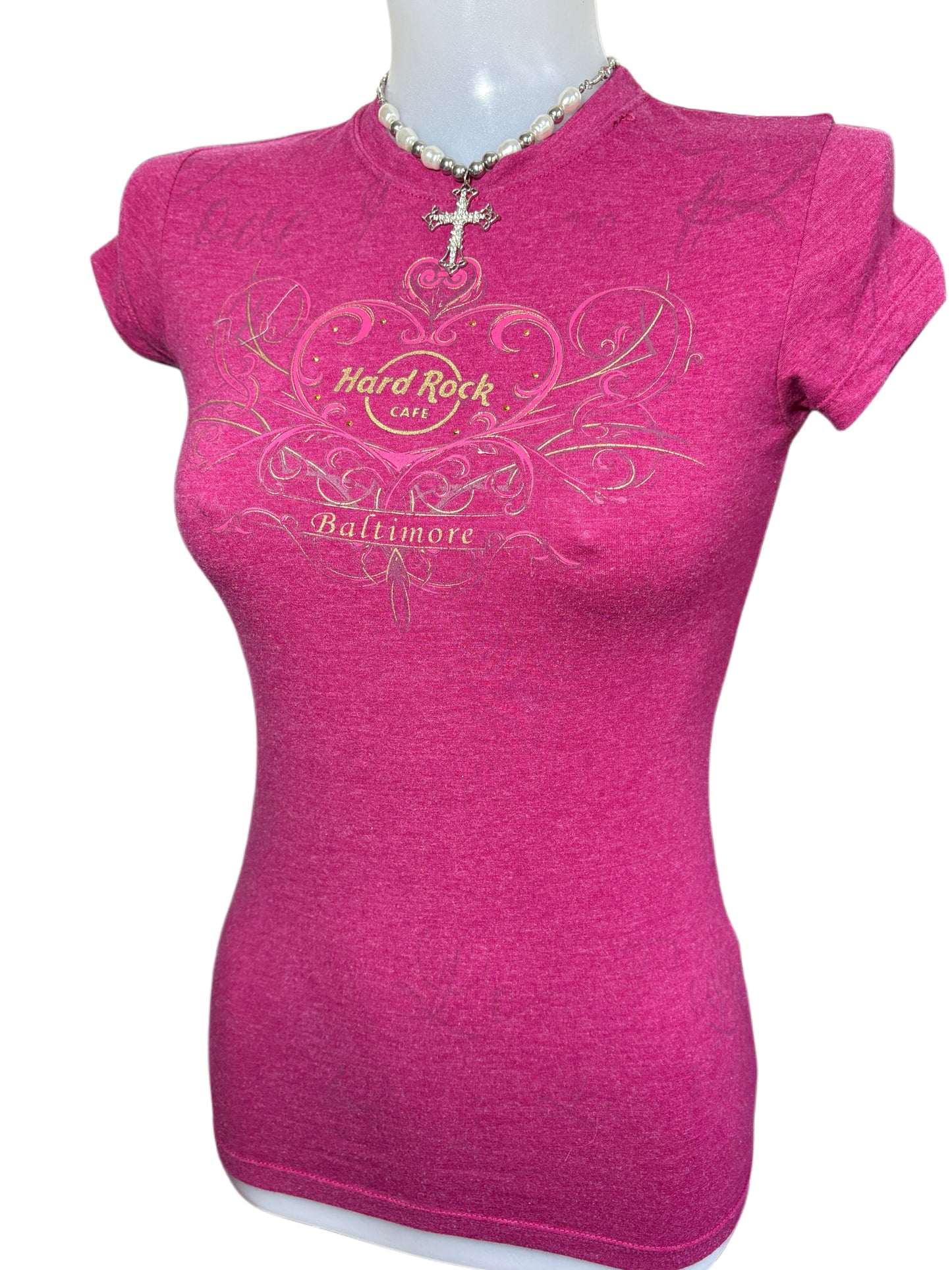2000s Hard Rock Cafe pink tee