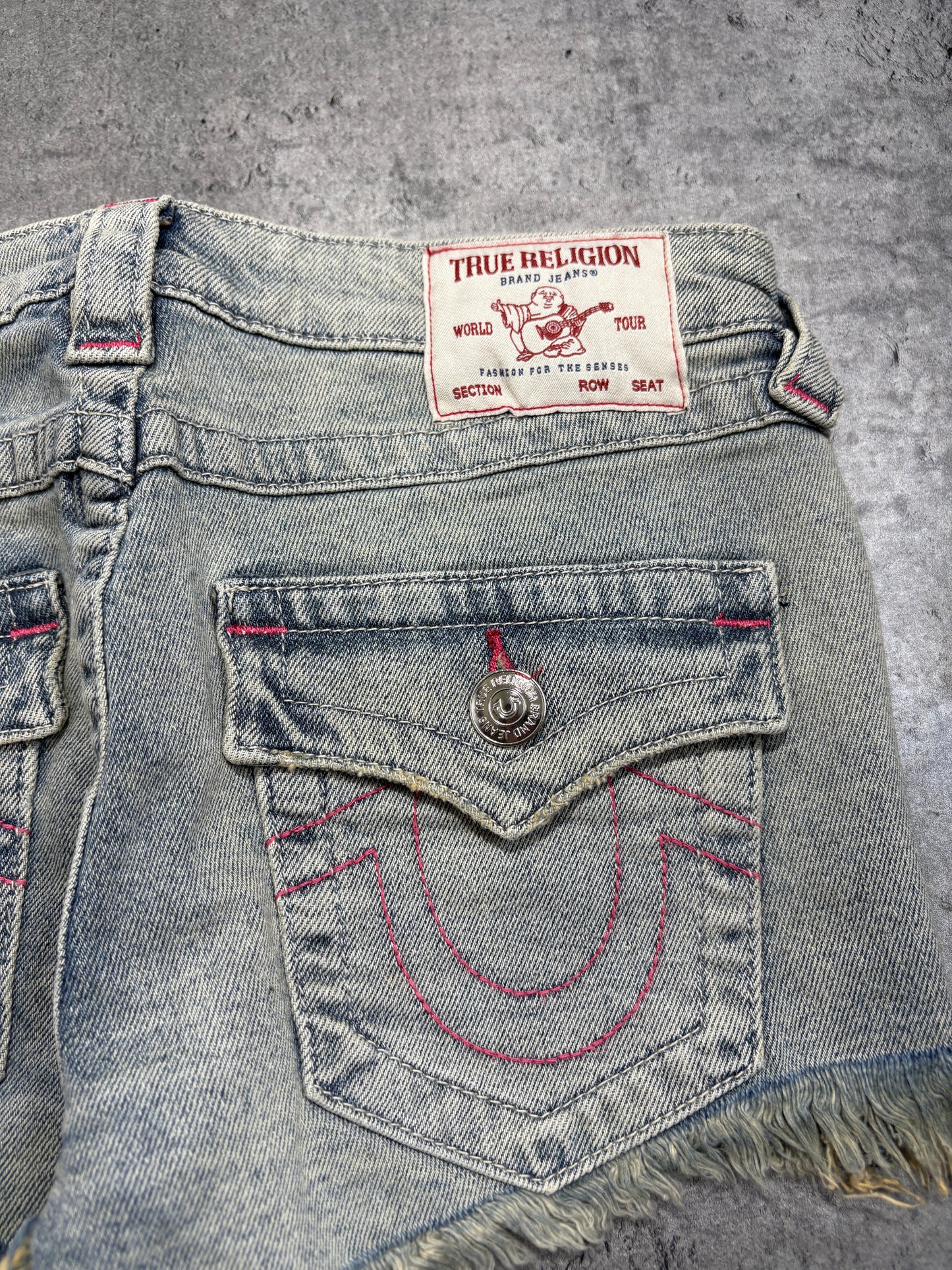 True Religion pink & denim shorts