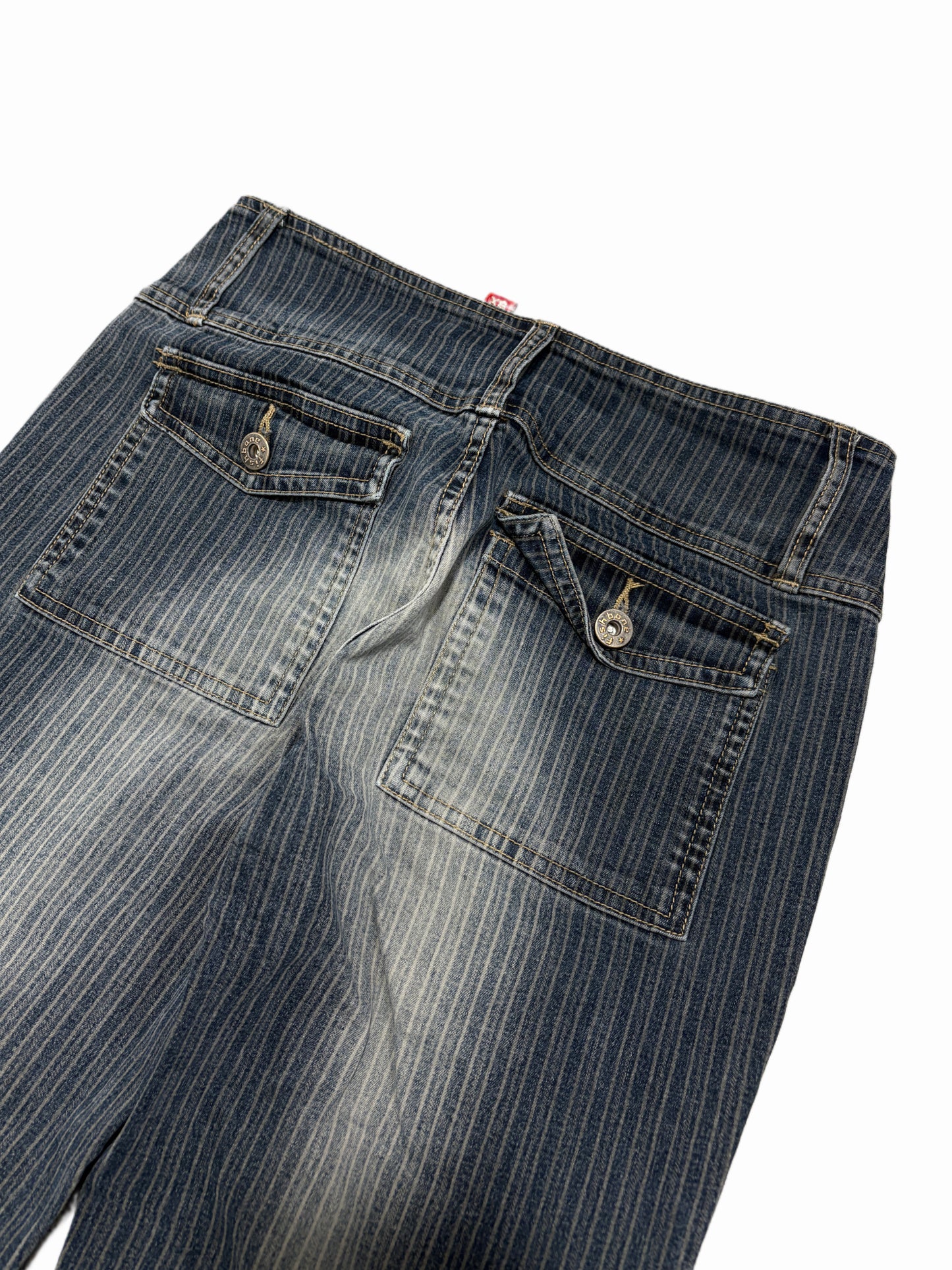 2000s Flare washed stripes dark grey pants flared y2k bootcut
