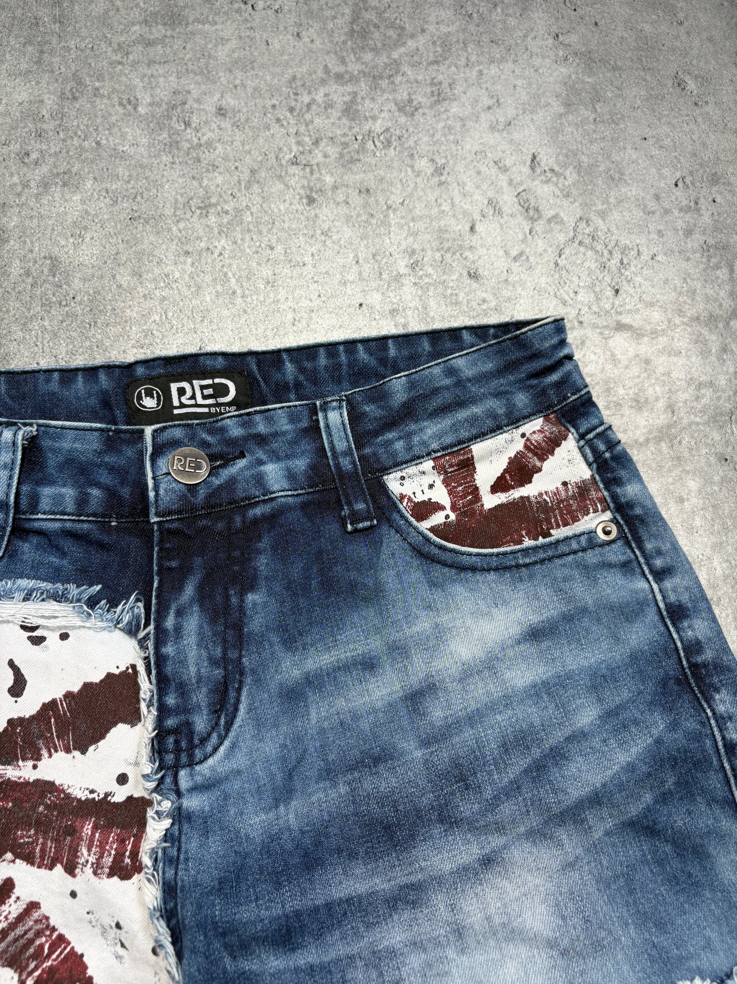 2000s UK Flag EMP denim shorts