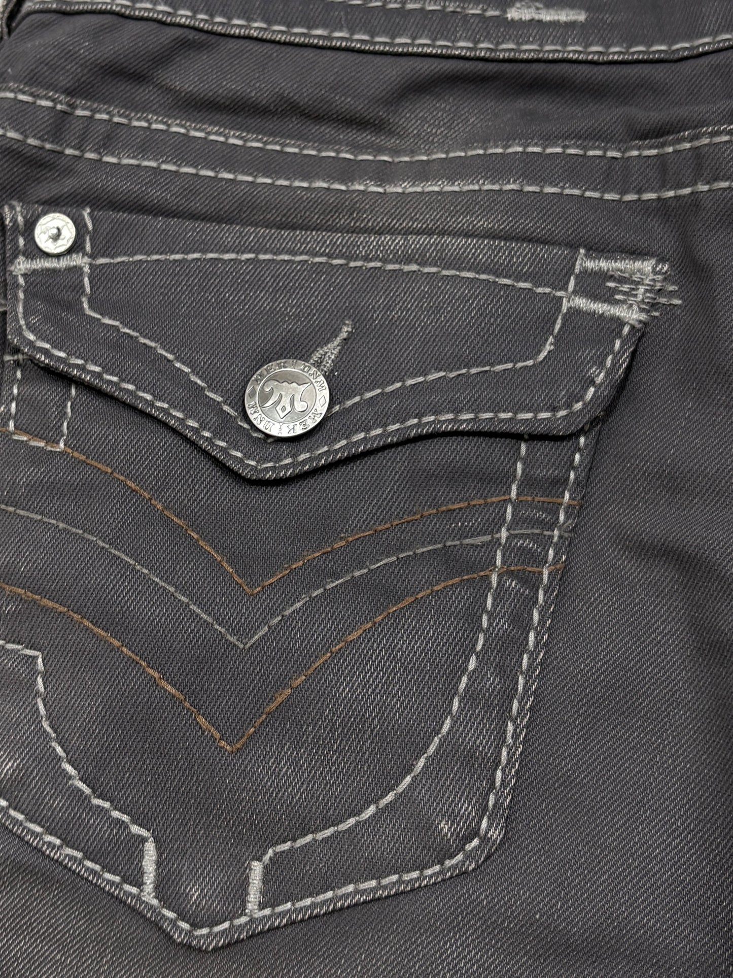 2000s Mek Denim waxed grey jeans