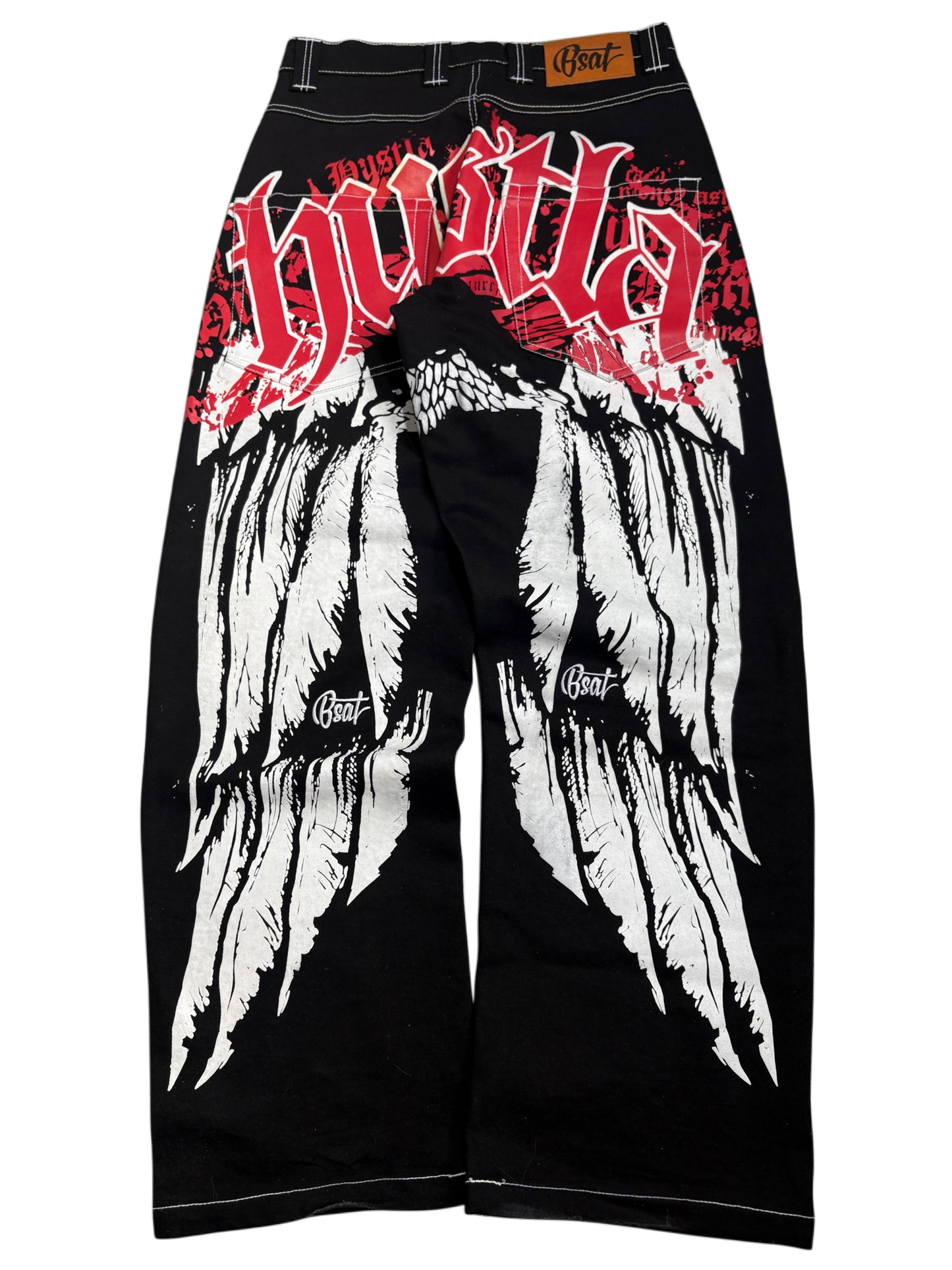 2000s Bsat Hustla Baggy Wings Red Jeans