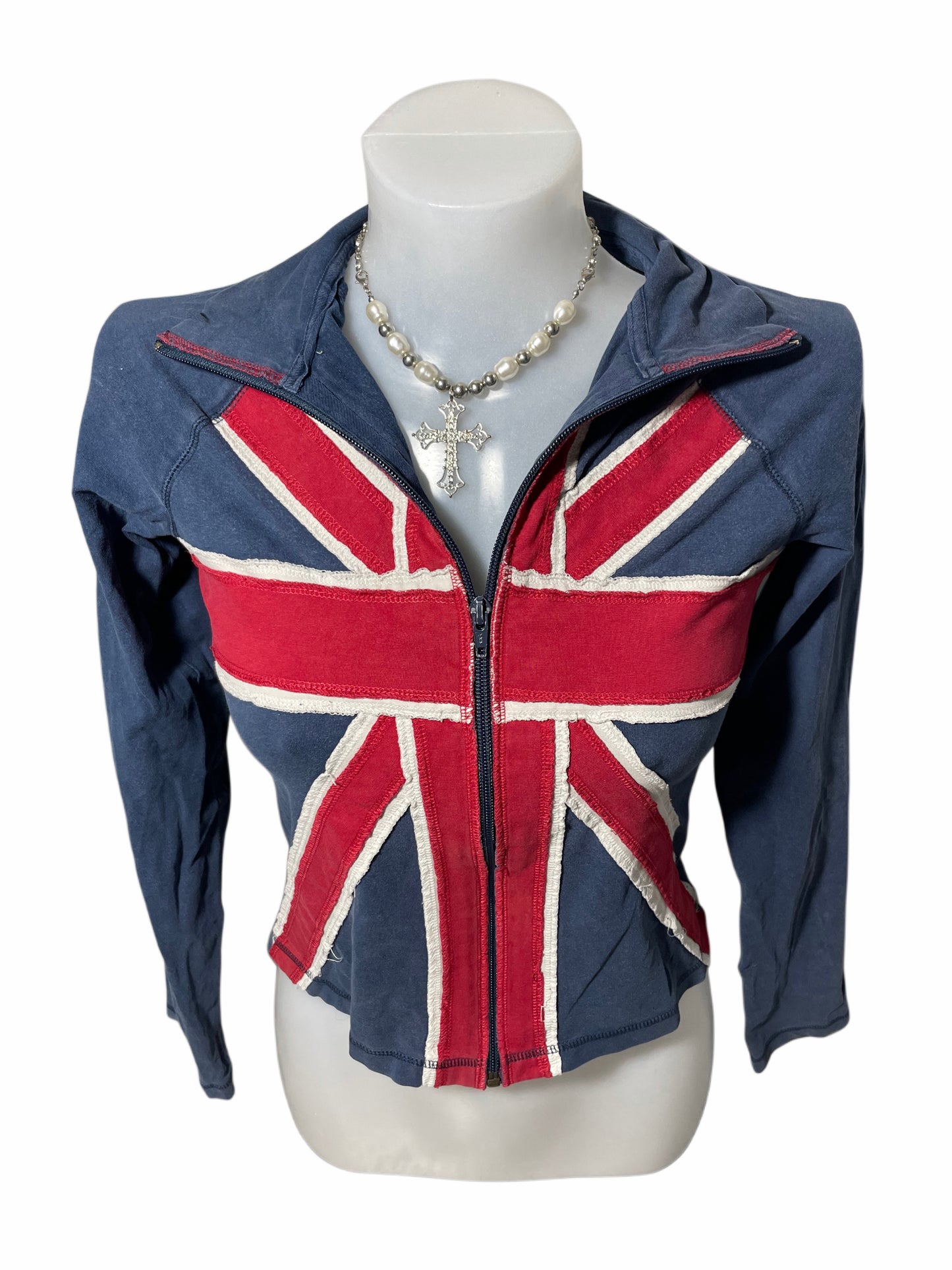 Fishbone UK Flag cropped zip up hoodie