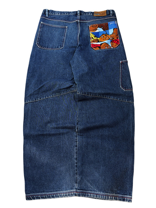 2000s *RARE* FUBU PLATINIUM FAT ALBERT BAGGY JEANS