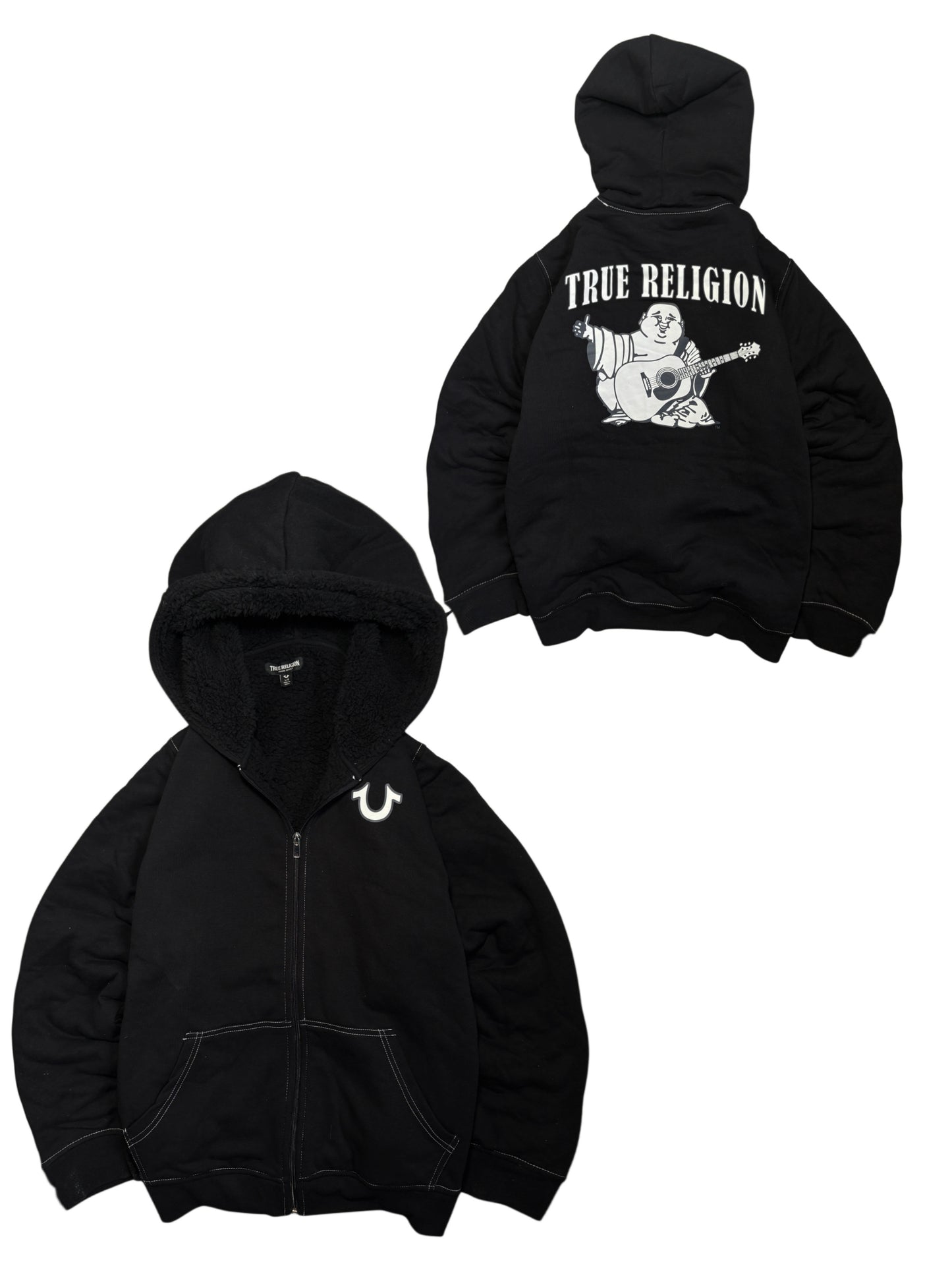True Religion Fur Zip Up Hoodie/Jacket Big Budda