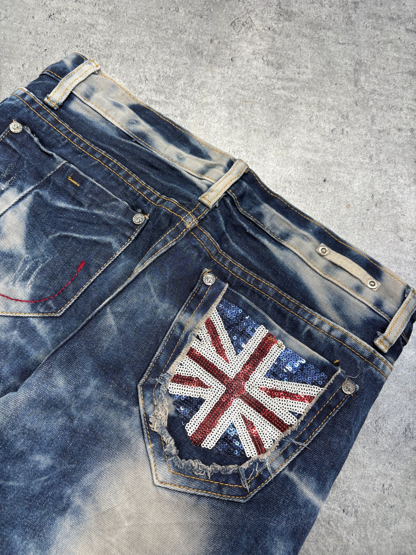 2000s UK Flag dark washed jeans y2k