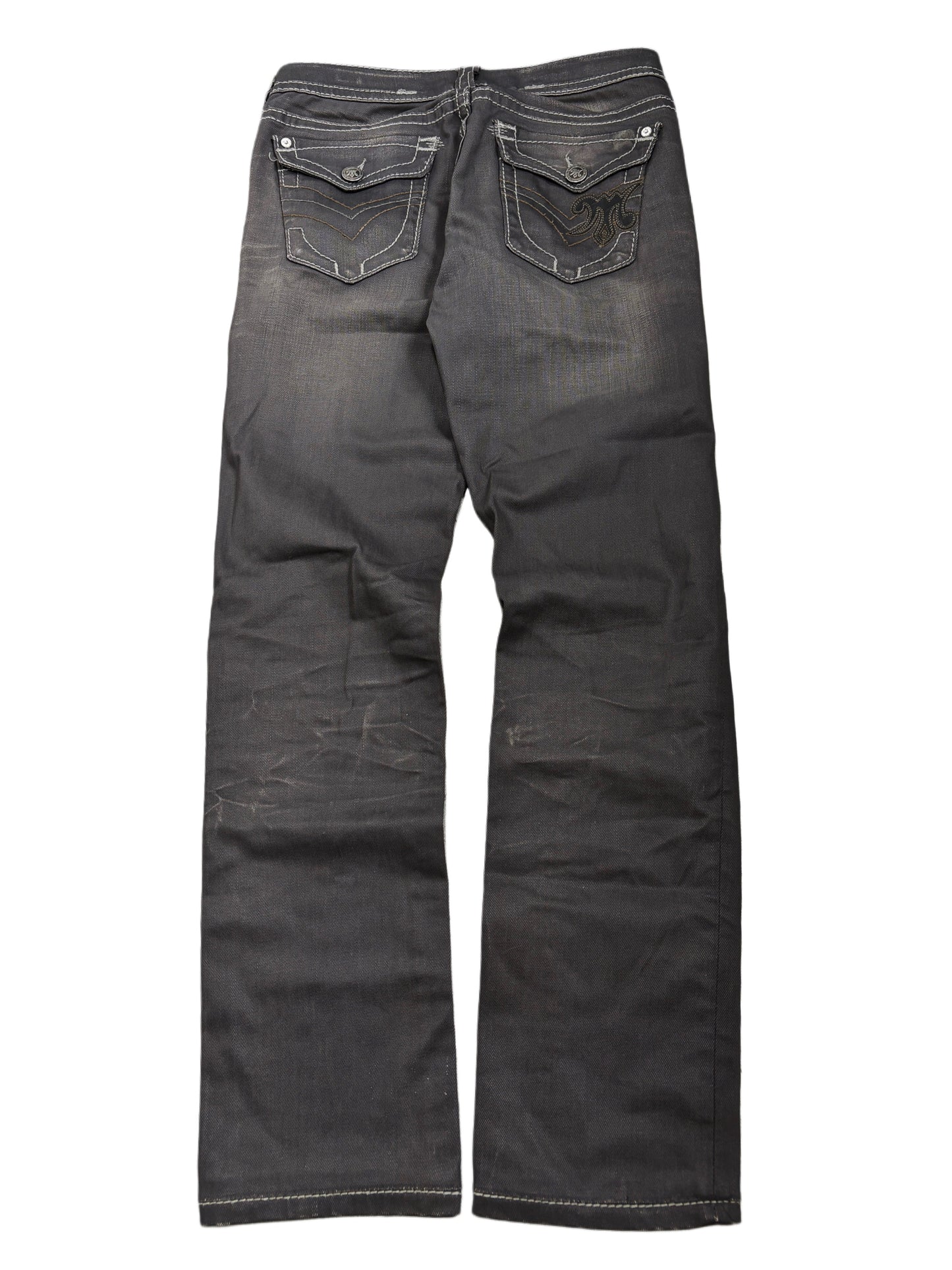 2000s Mek Denim waxed grey jeans