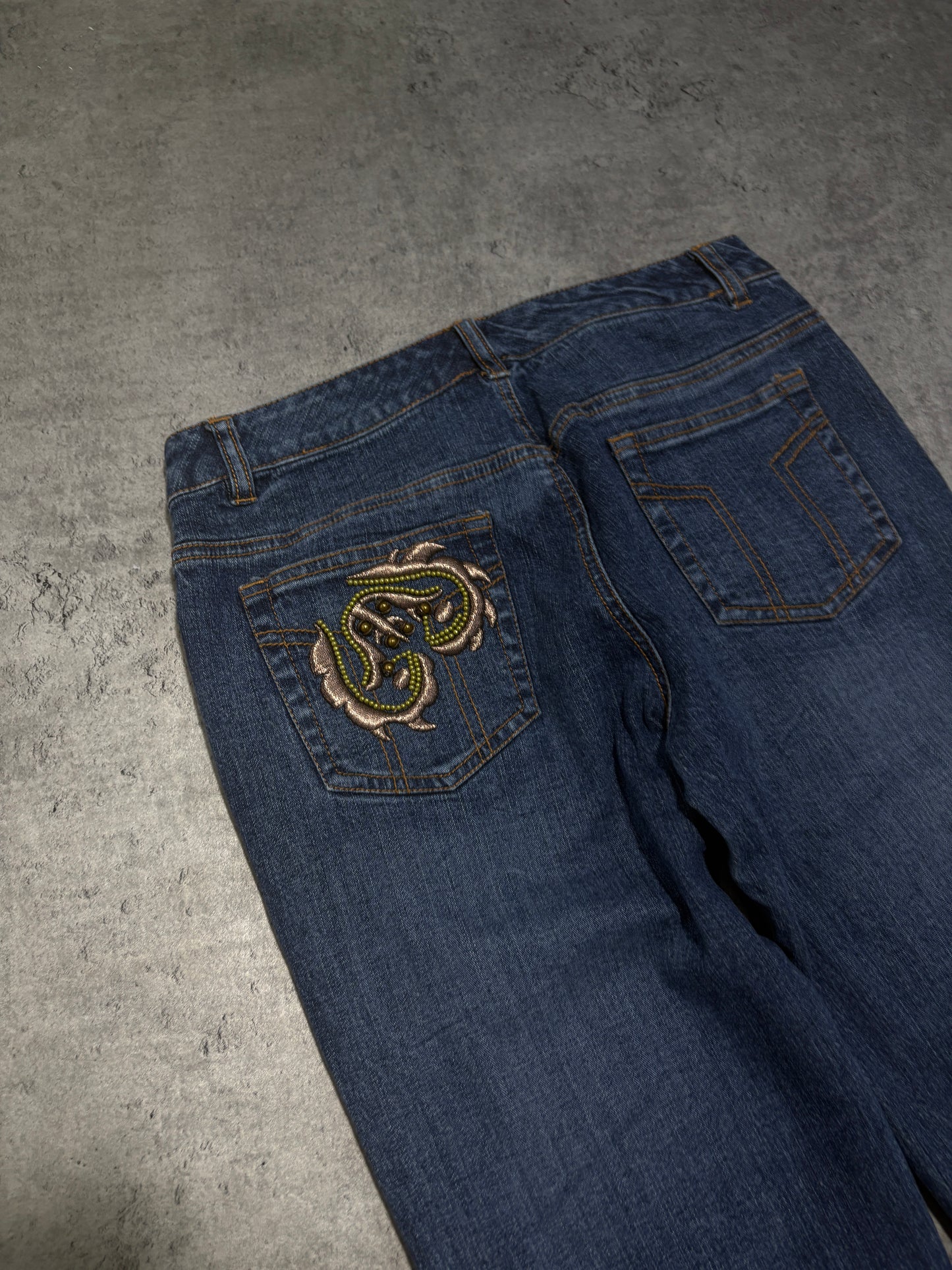 2000s Embroidery  Flared Jeans Y2K